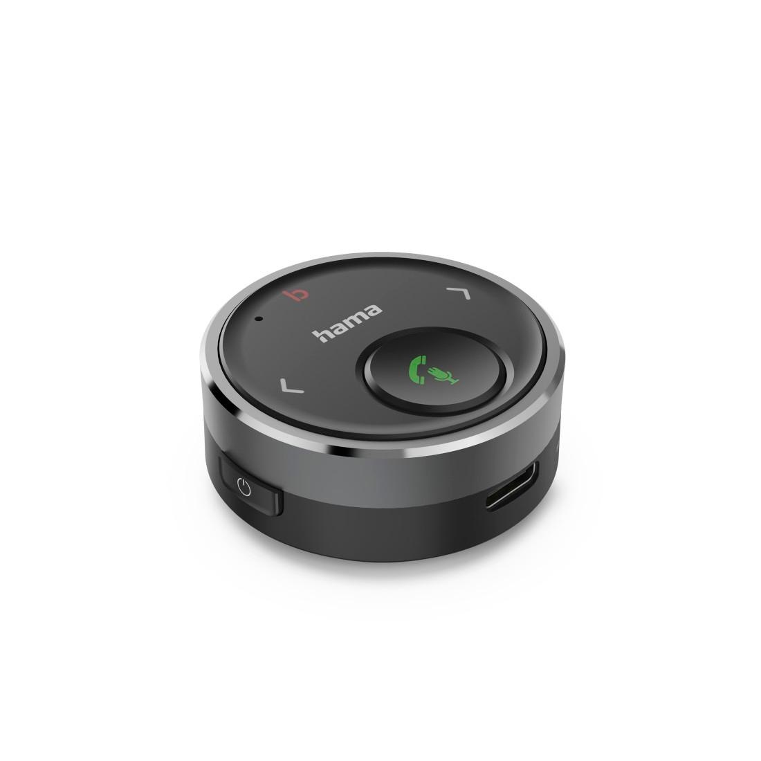 Hama KFZ-Adapter »Bluetooth Adapter für Auto Kfz, 3,5 mm Stecker, Musik, Sprachsteuerung«, 3,5-mm-Klinke zu 3,5-mm-Klinke, Verstärker Bass, Multifunktions Button, Freisprechfunktion, AUX In