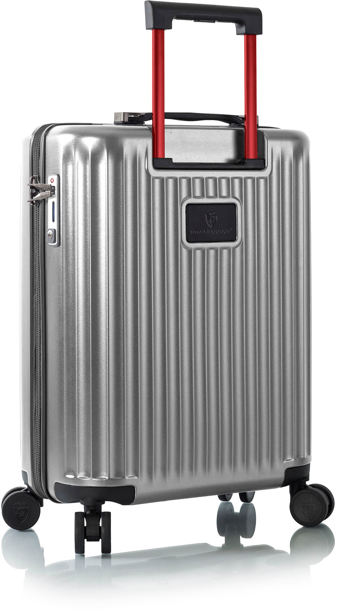 Heys Hartschalen-Trolley »Smart Luggage® silber, 53 cm«, 4 Rollen, Handgepäck vollständig venetztes High-End-Gepäck mit App-Funktion