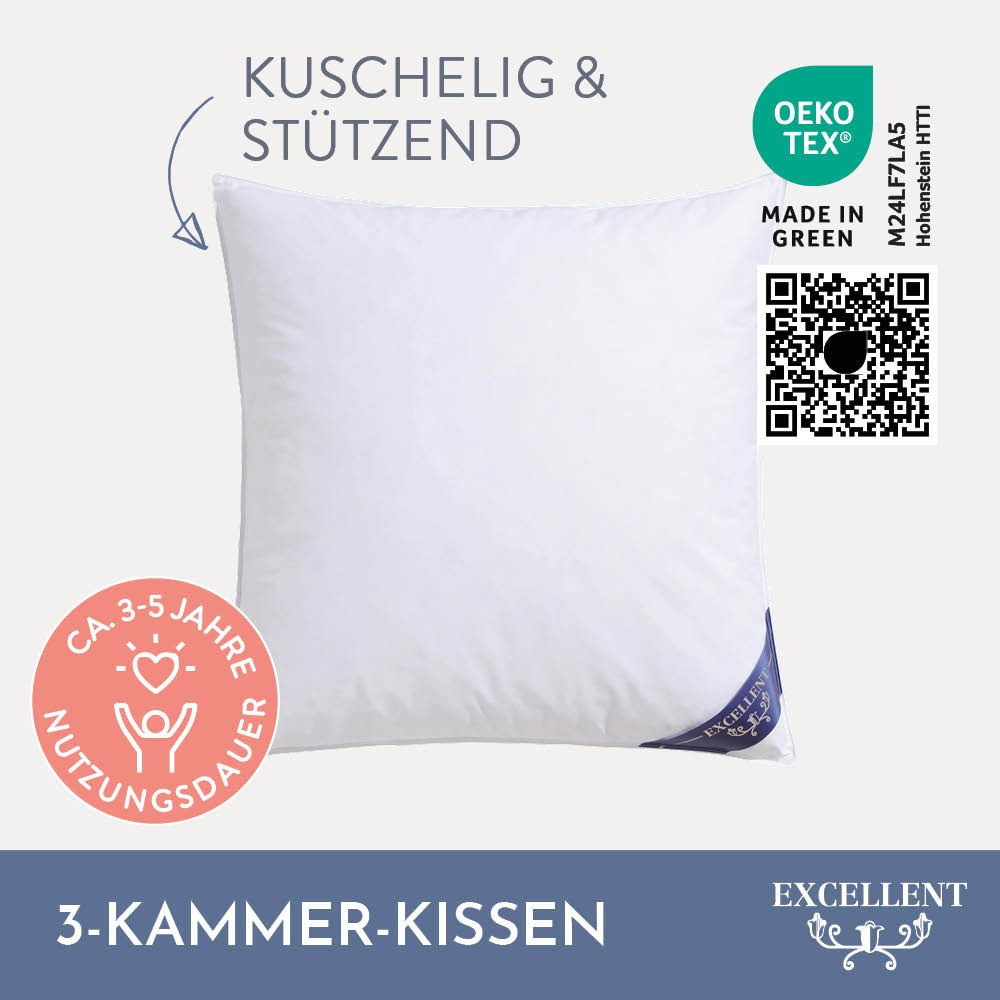Excellent 3-Kammer-Kopfkissen »Wien«, Füllung: 60% Daunen / 40% Federn (Auß günstig online kaufen
