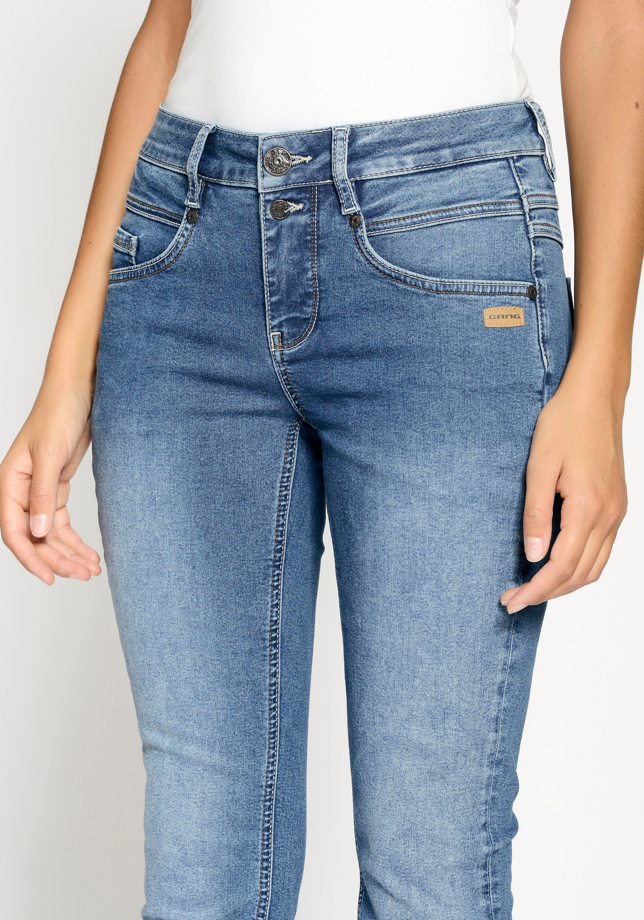 mit »94MORA«, GANG 3-Knopf-Verschluss online Skinny-fit-Jeans Passe vorne kaufen und