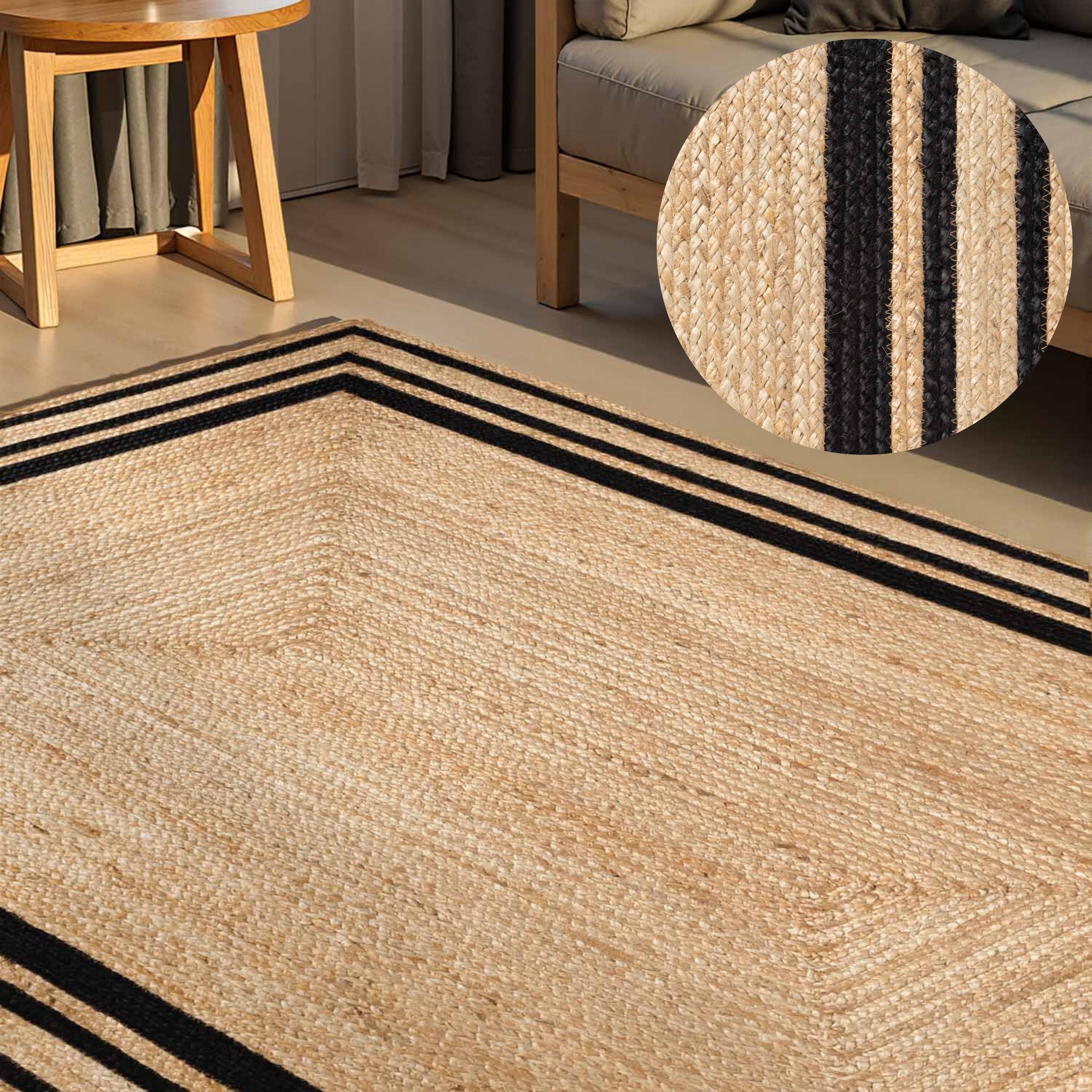 HANSE Home Teppich »Looma Juteteppich« rechteckig 7 mm Höhe Handgewebt, Jute Naturteppich, Boho, Wohnzimmer, Schlafzimmer