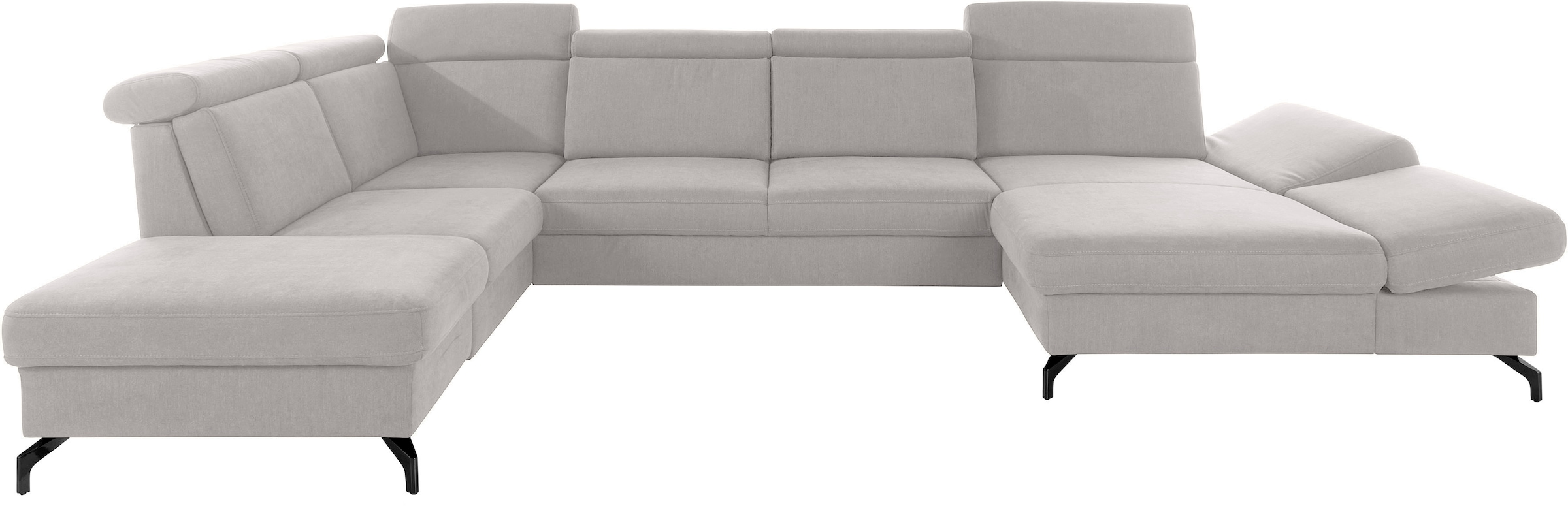 sit&more Wohnlandschaft »Brisbane U-Form«, Fußhöhe 12 cm, inklusive Sitztiefen-, Armteil- und Kopfteilverstellung