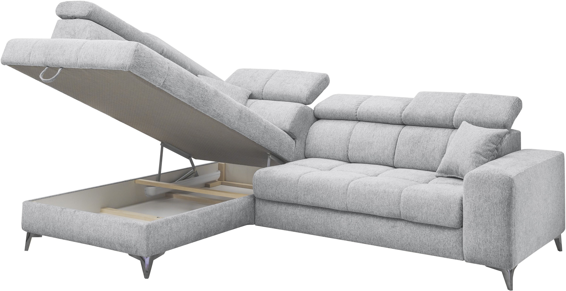ED EXCITING DESIGN Ecksofa »Sydney L-Form« mit Bettfunktion, Bettkasten, Kopfteilverstellung & 2 Zierkissen