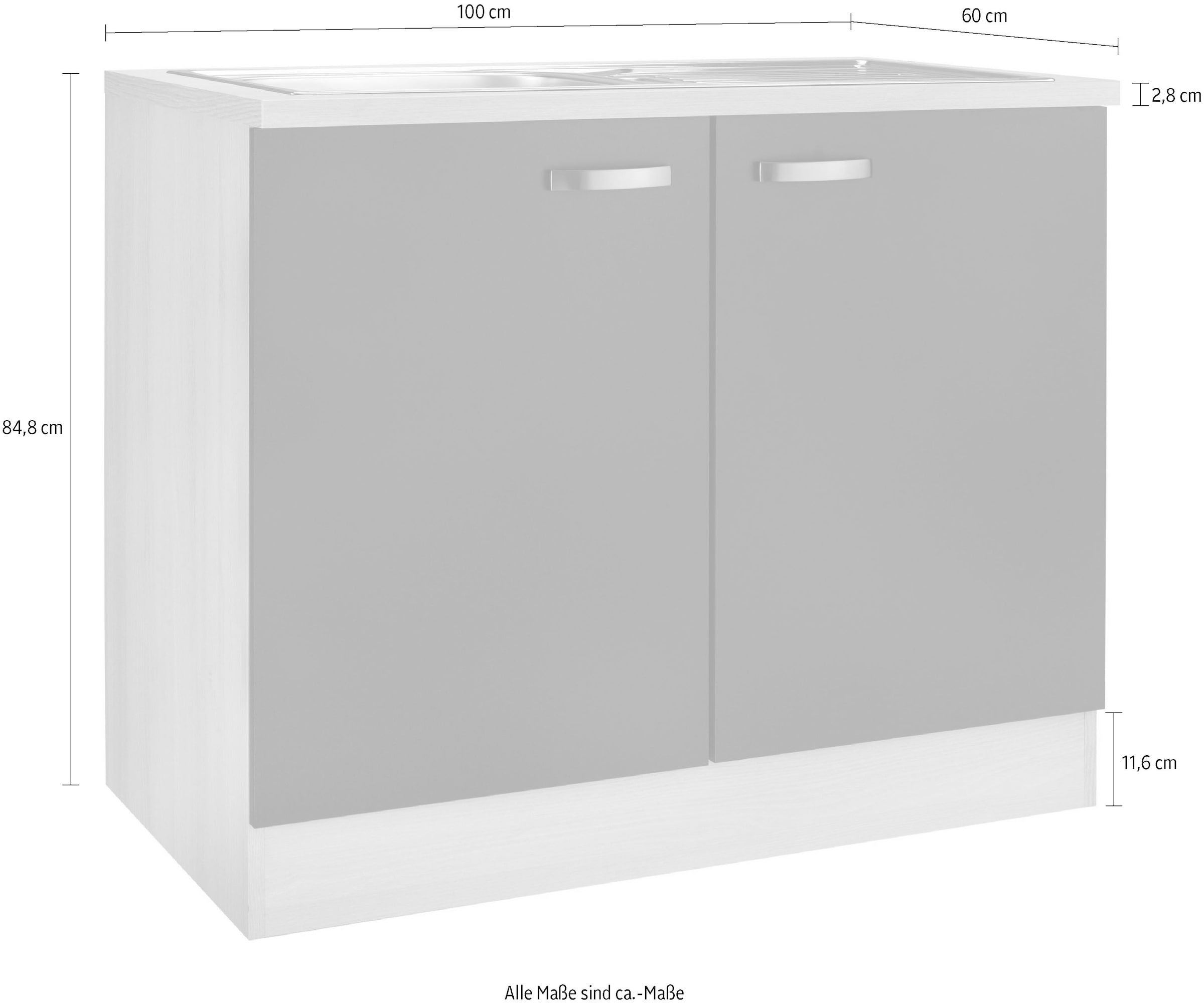 OPTIFIT Spülenschrank »Faro«, mit Metallgriffen, Breite 100 cm