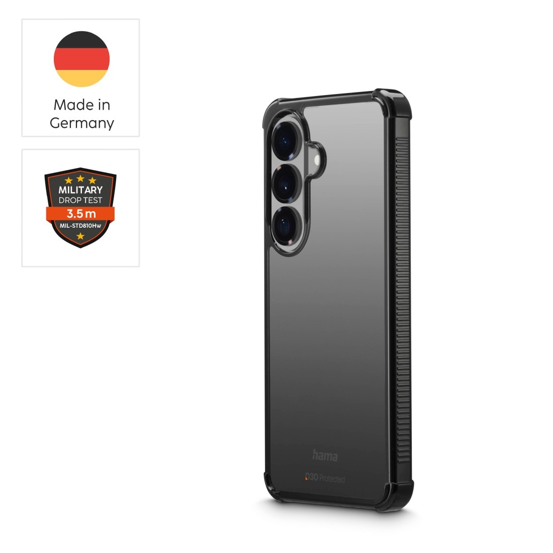 Hama Smartphone-Hülle »Handyhülle für Samsung Galaxy S26« Samsung Galaxy S26 D3O Technologie, Fallschutz bis 3,5 m, Anti Vergilbung, Grip Bumper