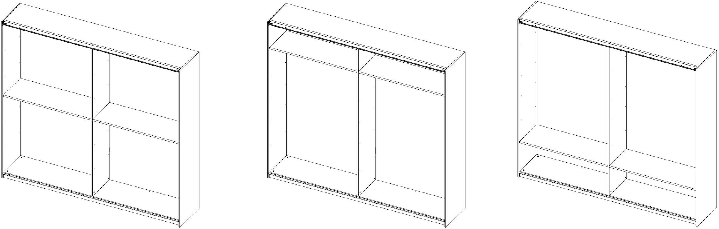 INOSIGN Schwebetürenschrank »Jupiter, Schiebetürenschrank in Steingrau« 2 Breiten, moderne Griffblende, Metallgriffleisten, 22 mm Böden