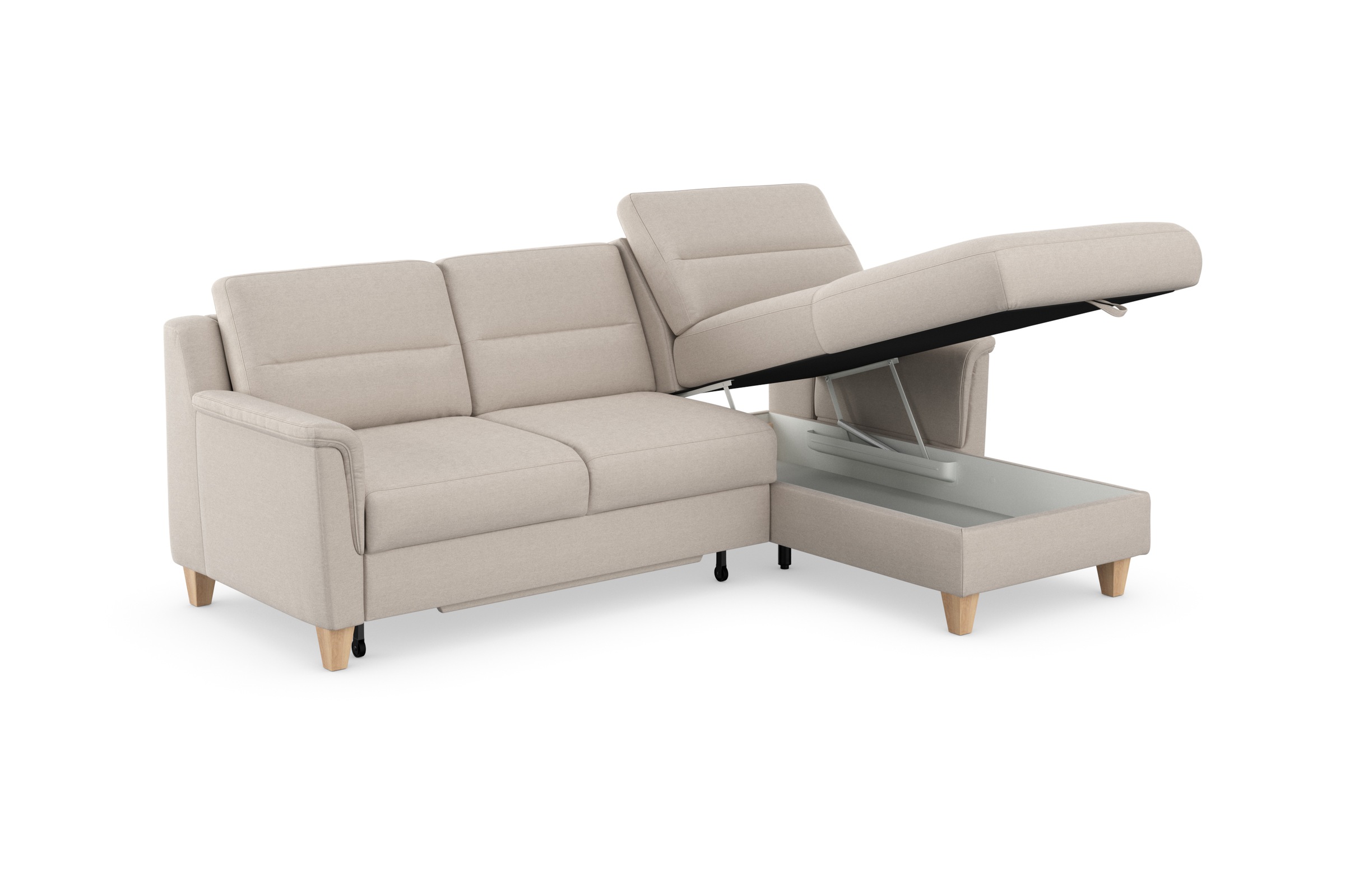sit&more Ecksofa »Farö L-Form«, inklusive Federkern, wahlweise mit Bettfunktion und Bettkasten