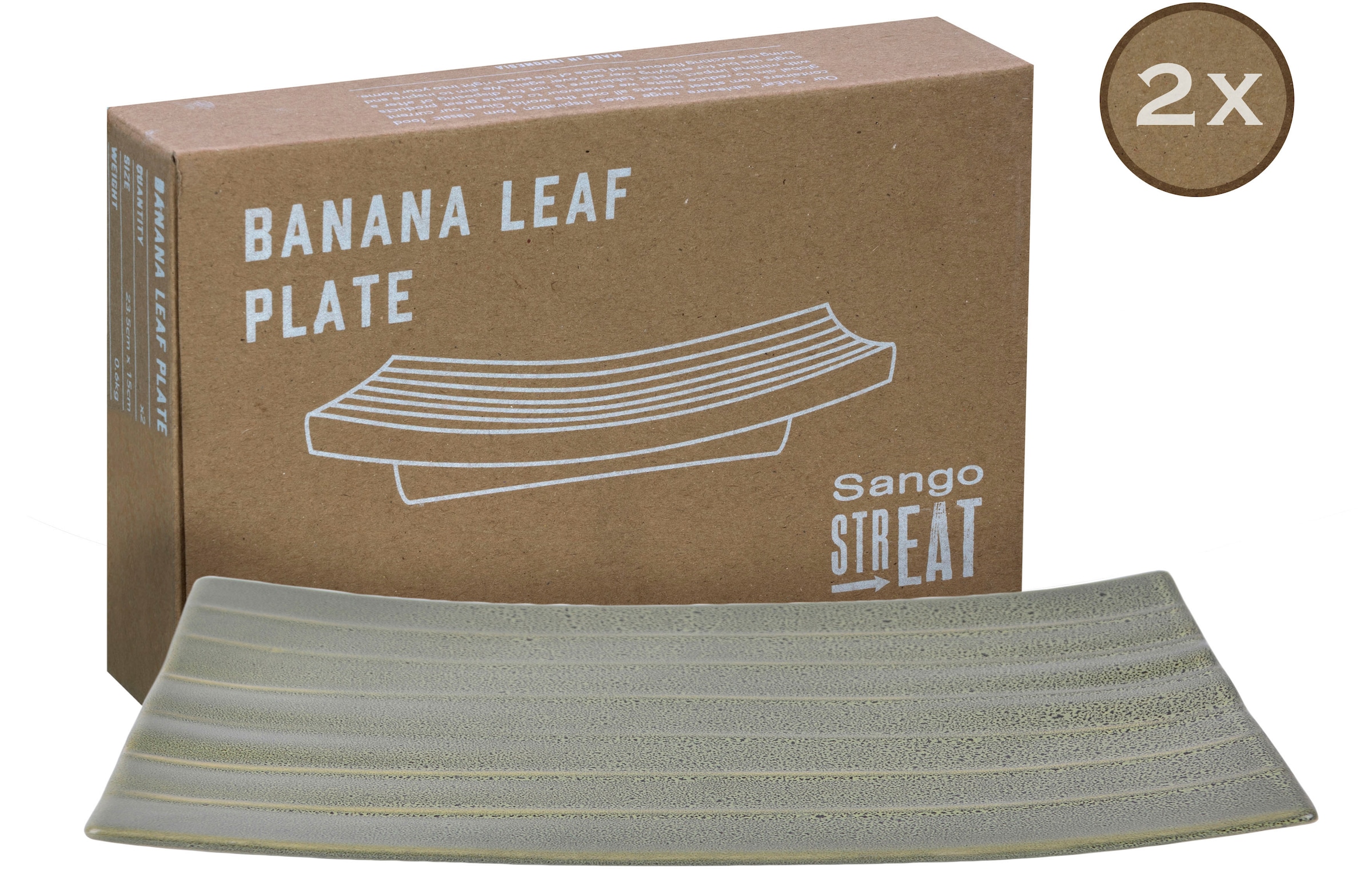 CreaTable Servierplatte »Banana Leaf«, (Set, 2 tlg.), Servier Set, Topaktueller „Streat Food“ Trend