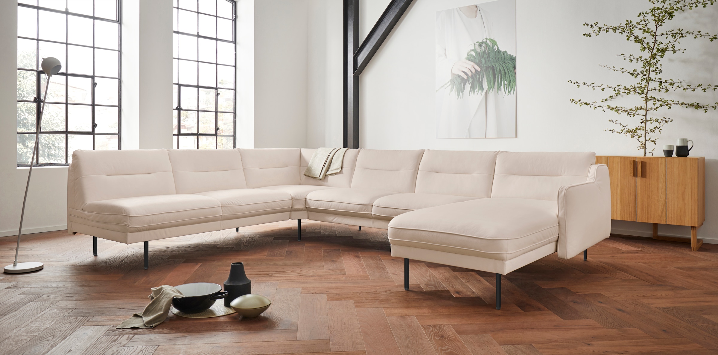 Home affaire Wohnlandschaft »Nordfyn U-Form« edles Design in 3 Bezugsqualit günstig online kaufen