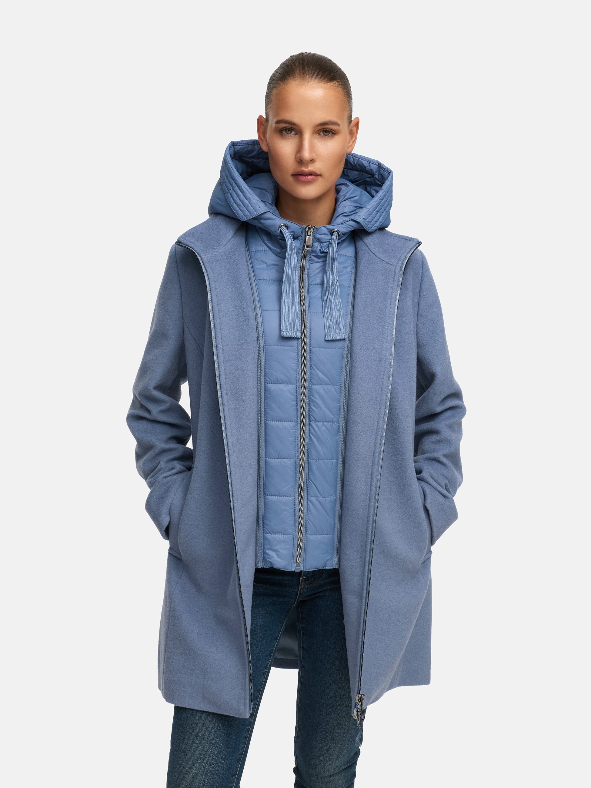 MANISA Wolljacke mit Kapuze mit herausnehmbarer Kapuze