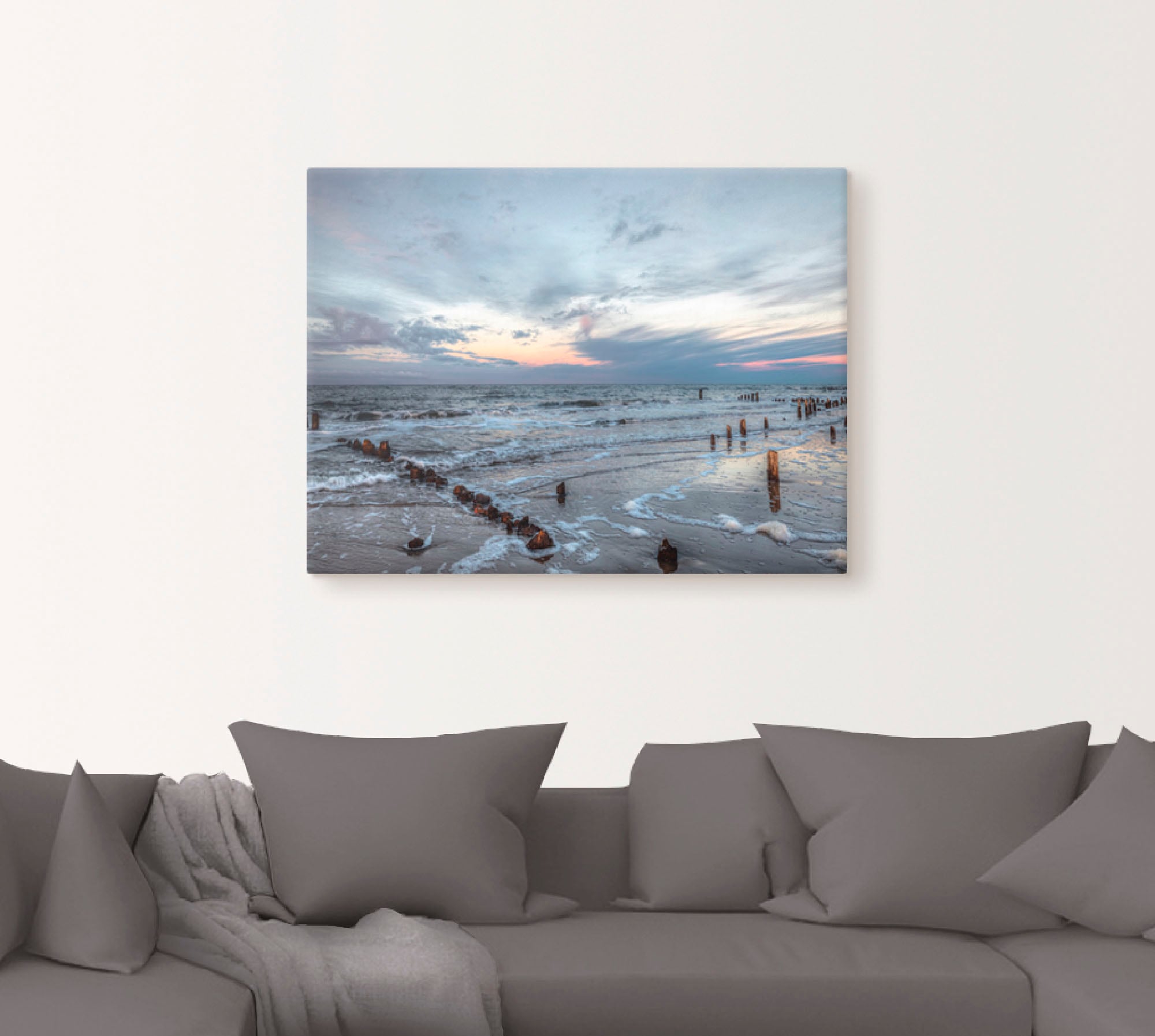 Artland Wandbild »Winter Sonnenuntergang am Meer«, Gewässer, (1 St.), als Leinwandbild, Poster, Wandaufkleber in verschied. Größen