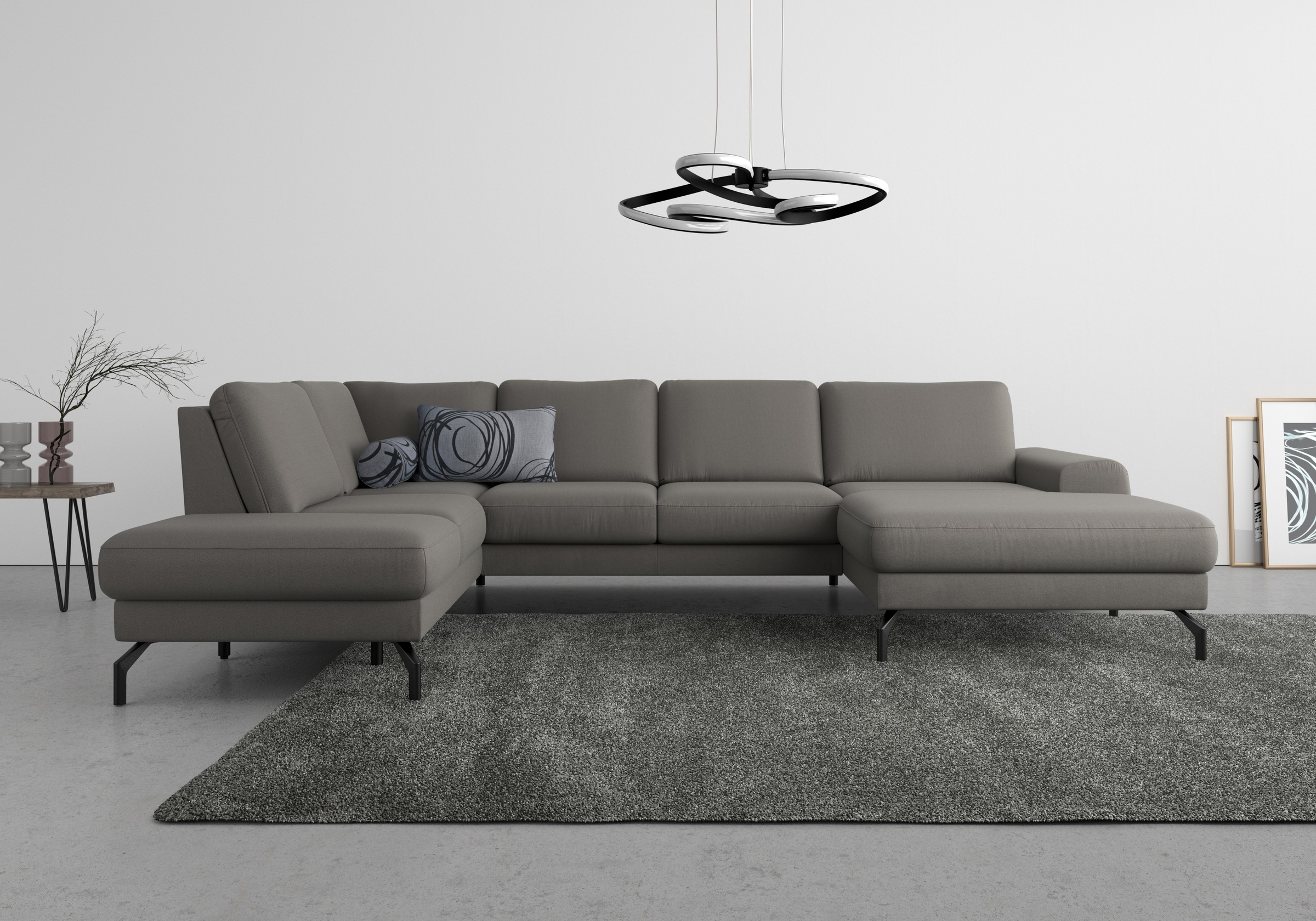 sit&more Wohnlandschaft »Cinturo U-Form«, inklusive Sitztiefenverstellung und Federkern, Sitzhöhe 48 cm