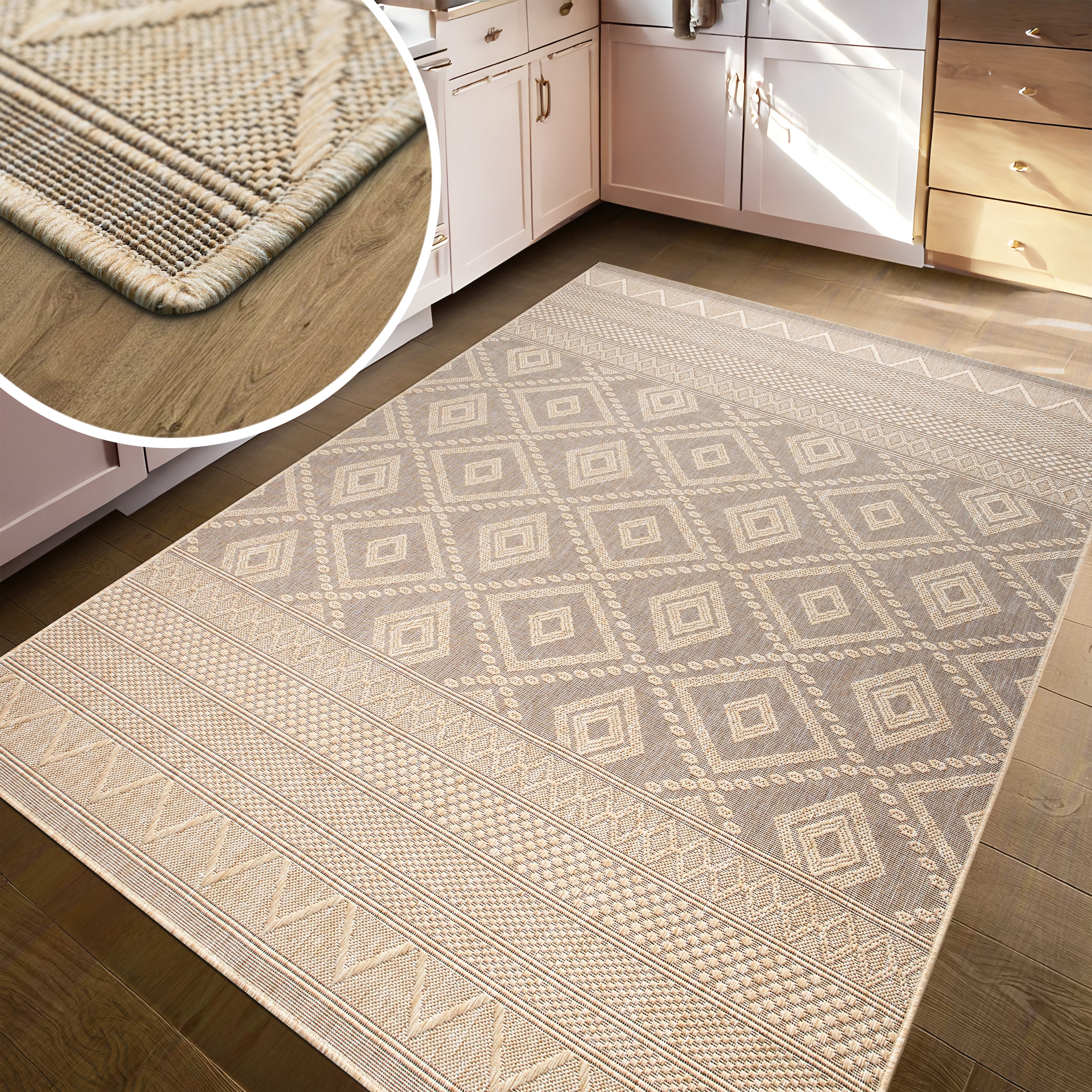 my home Teppich »Toronto auch als Läufer erhältlich«, rechteckig, 3 mm Höhe, In- und Outdoor geeignet, Sisal-Optik, Wetterfest & UV-beständig, Boho