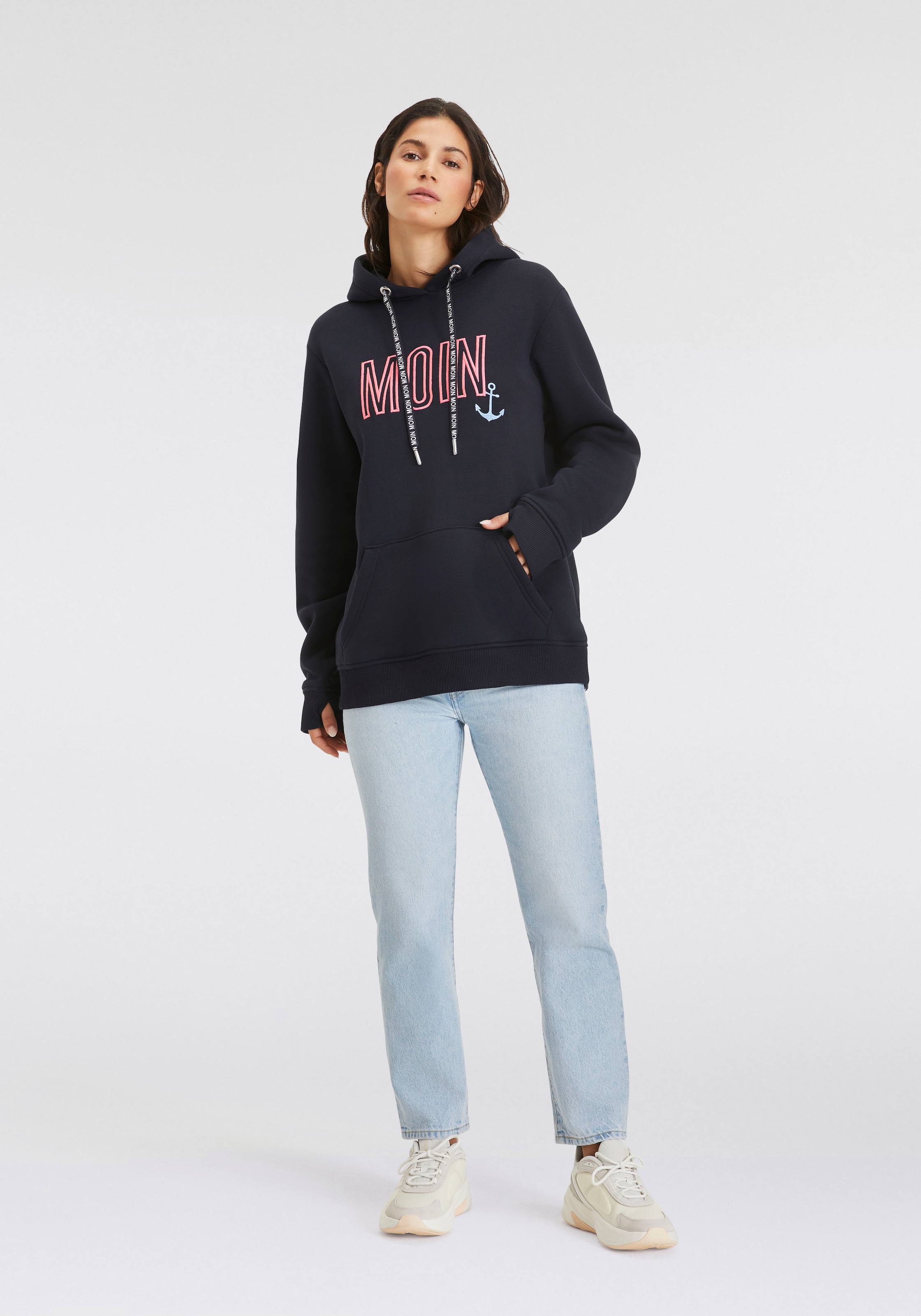 Zwillingsherz Hoodie »Limited Edition«, mit Kapuze, gesticktem "MOIN" und Anker Motiv