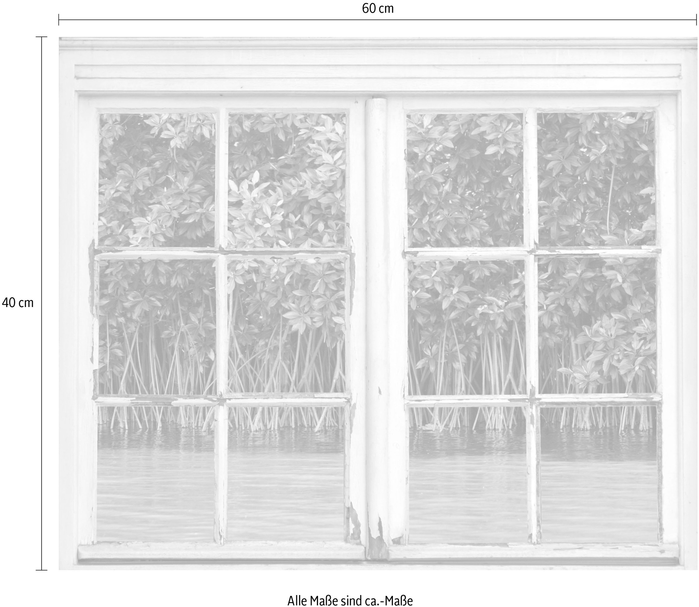 queence Wandsticker »Busch am Wasser«, Wandsticker, Wandbild, selbstklebend, 3D, Fenster