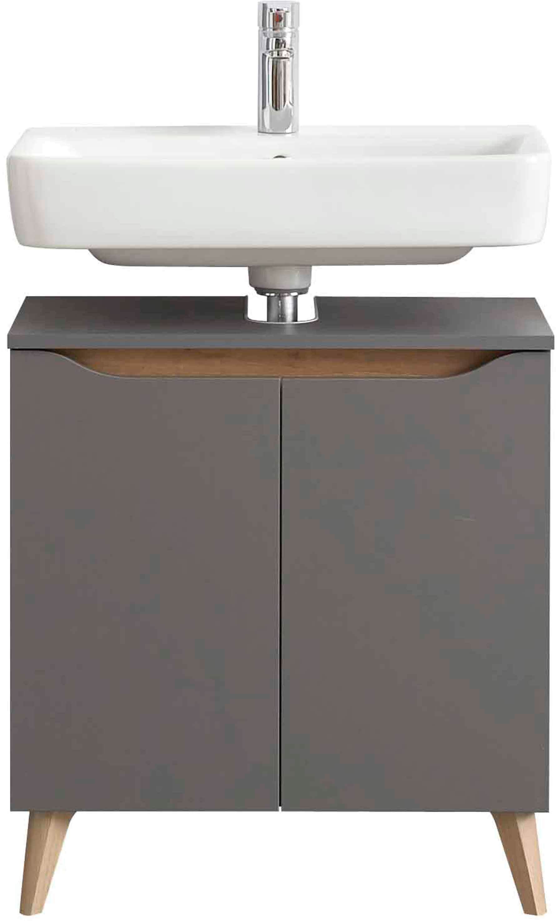 Saphir Badmöbel-Set »Quickset 2-teilig, Waschbeckenunterschrank mit LED-Spiegel«, (2 St.), Waschplatz 60 cm breit, inkl. Türdämpfer, 2 Türen, Bad-Set