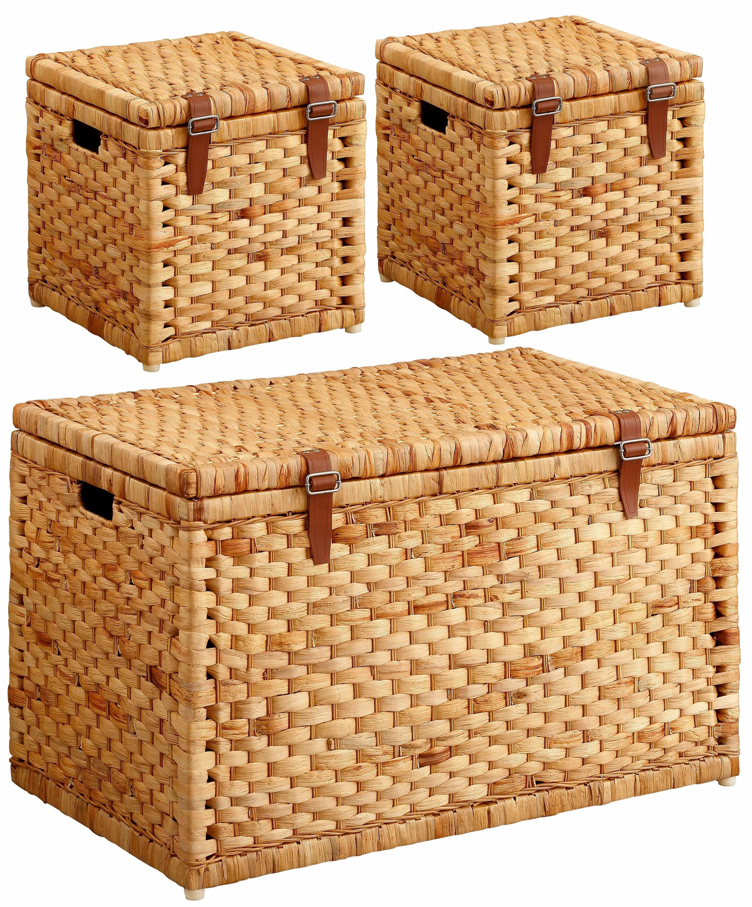 HOME AFFAIRE Truhe »Hereford« aus geflochtener Wasserhyazinthe, mit schönen Kunstleder Schnallen natur