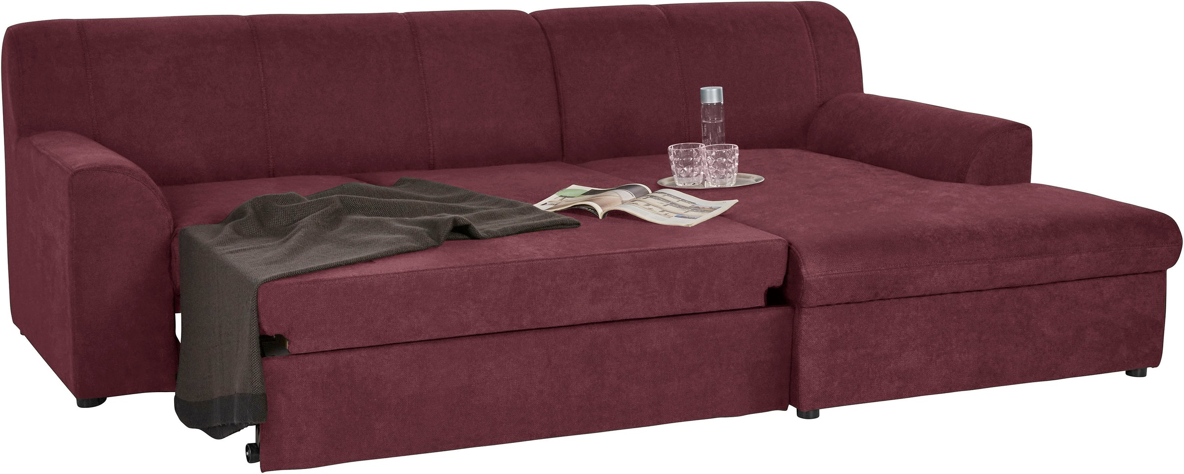 DOMO collection Ecksofa »Topper, elegant und zeitlos, kompaktes Stellmaß 245/155cm, L-Form«, mit Recamiere, wahlweise mit Schlaffunktion