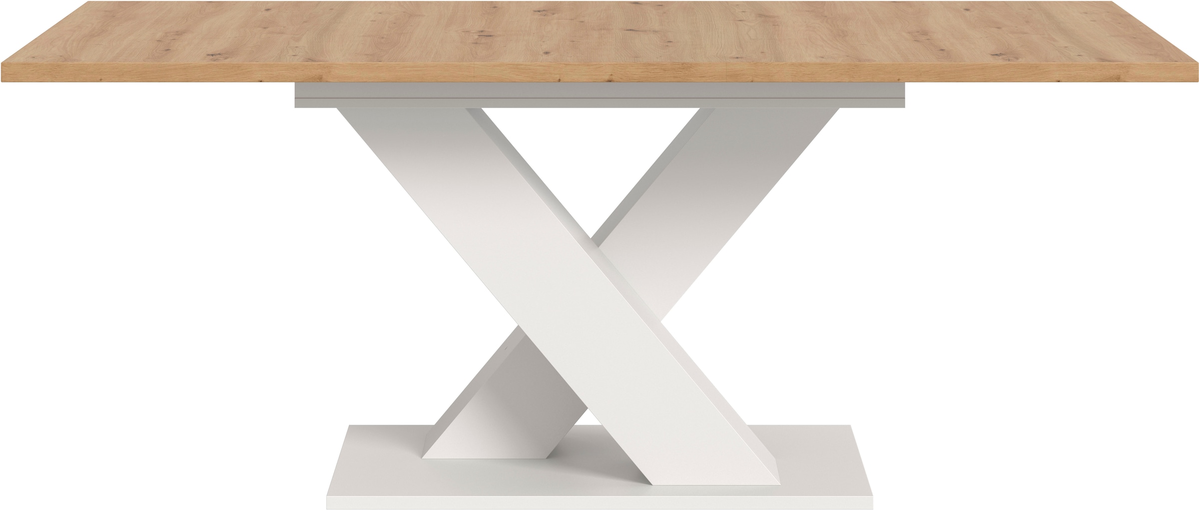 INOSIGN Esstisch »Motus, ausziehbar 150 -190 cm, inklusive 40 cm Einlegeplatte«, (Set, 1 St.), X-Gestell mit Bodenplatte, Tisch, Küchentisch, Esszimmer, Küche