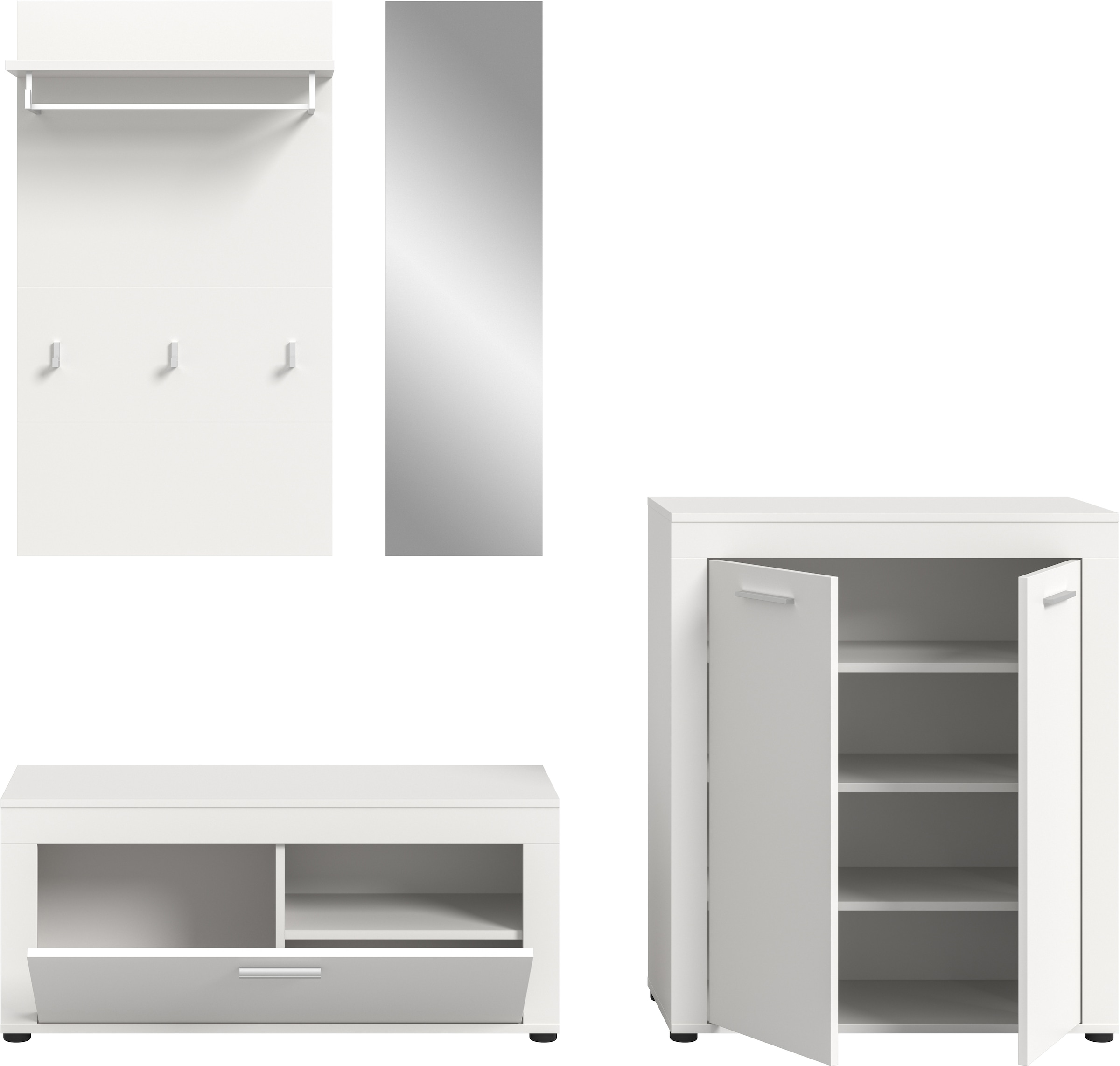 INOSIGN Garderoben-Set, (Set, 4 St.), Aosta, Höhe 191 cm, Garderobenset, Flur, Diele
