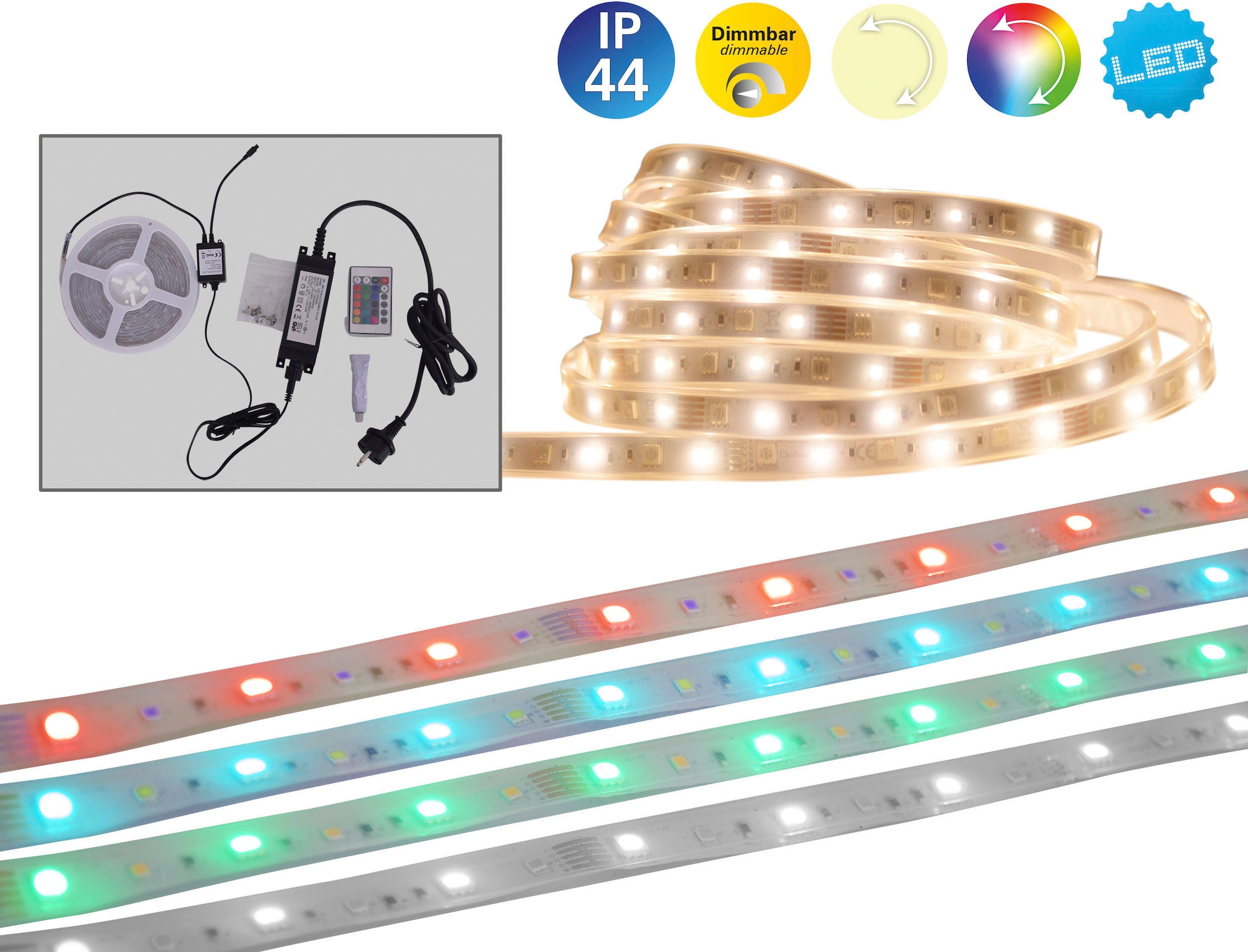näve LED Stripe »Outdoor«, Farbwechsel, Dimmfunktion, Fernbedienung, Länge 1000cm, RGB, IP44