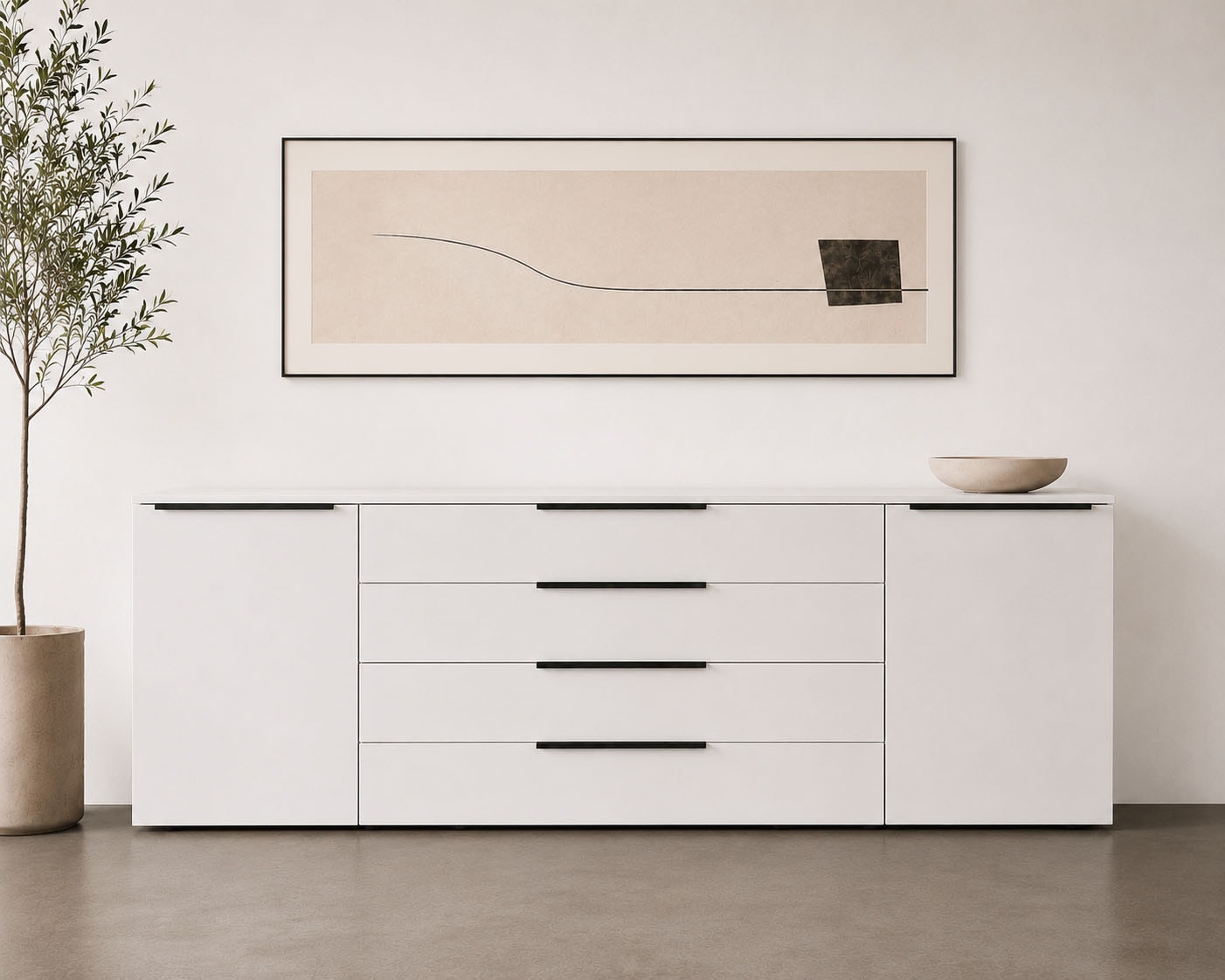 borchardt Möbel Sideboard »Tom, moderne Kommode mit Metallgriffen, 200cm breit« 2 Türen, 3 Schubfächer, Metallgriffe anthrazit