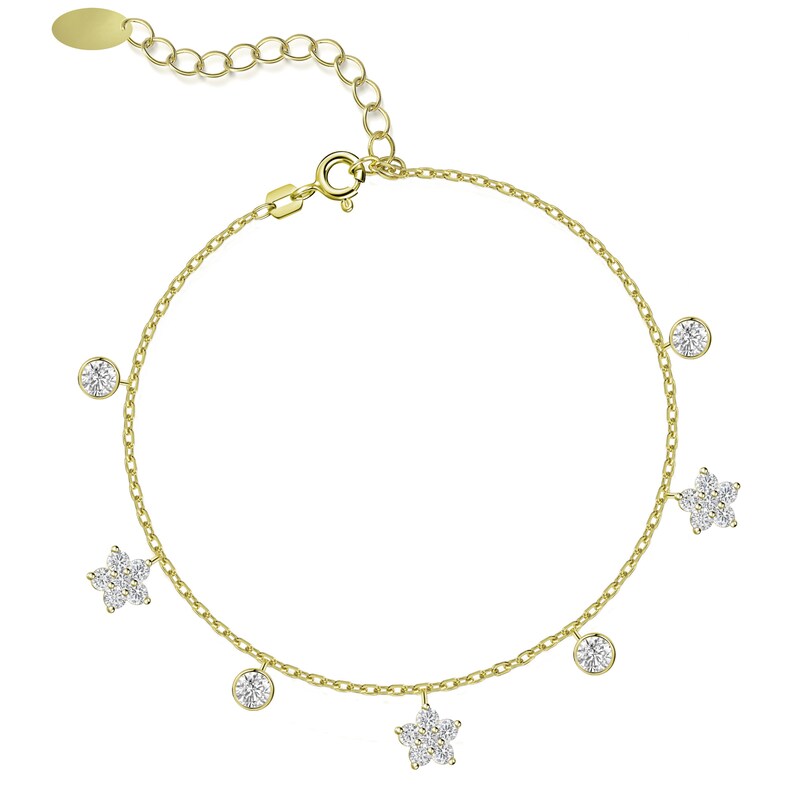 FIRETTI Fußkette mit Anhänger »Schmuck Geschenk Silber 925 Körperschmuck Ankerkette Kreise Blumen« Made in Germany - mit Zirkonia (synth.)...