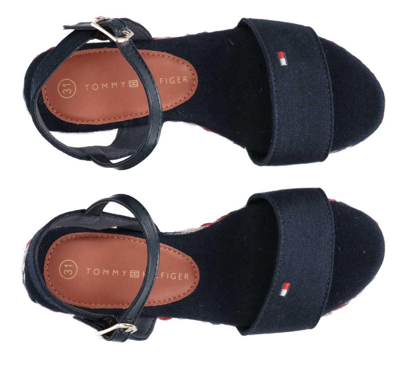 Tommy Hilfiger Keilsandalette »ROPE WEDGE SANDAL«, Sommerschuh, Sandale, Keilabsatz, mit geflochtener Umrandung