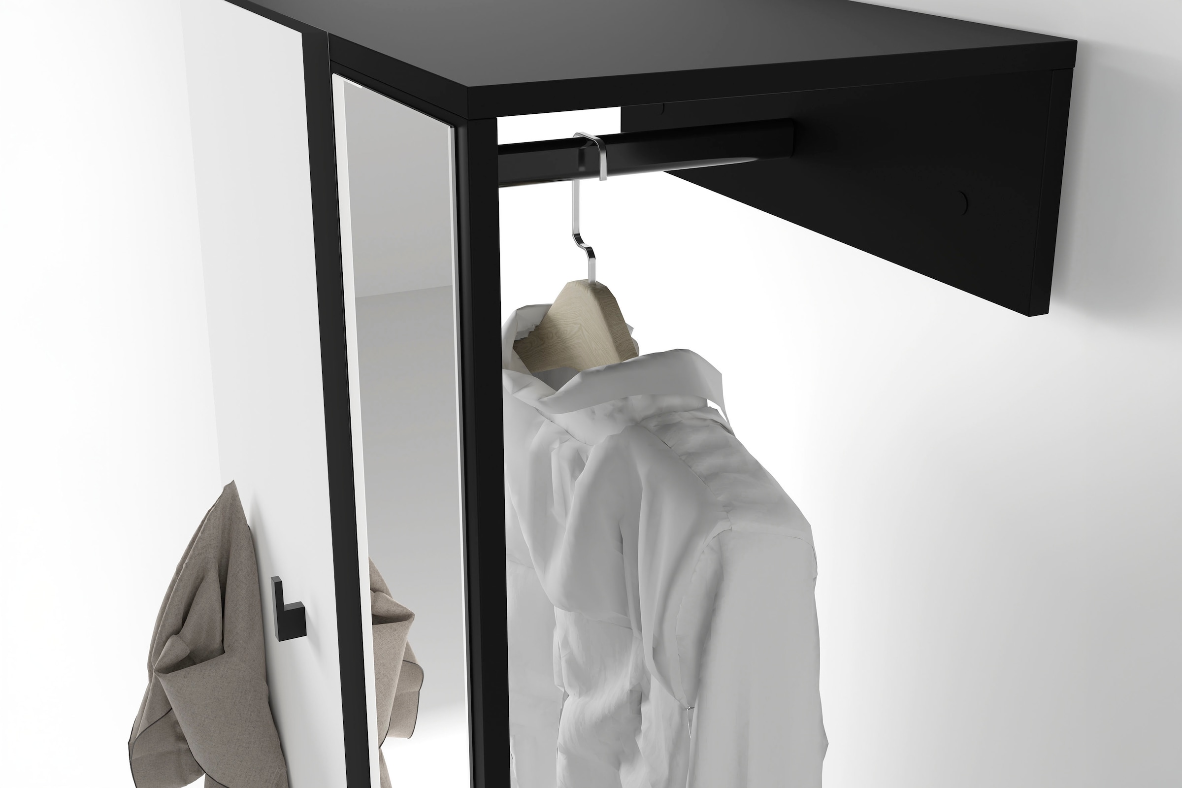 byLIVING Kompaktgarderobe »Dielen - Set Andorra«, (1 St.), maximale Ordnung auf wenig Fläche mit Spiegel, Kleiderstange und Haken