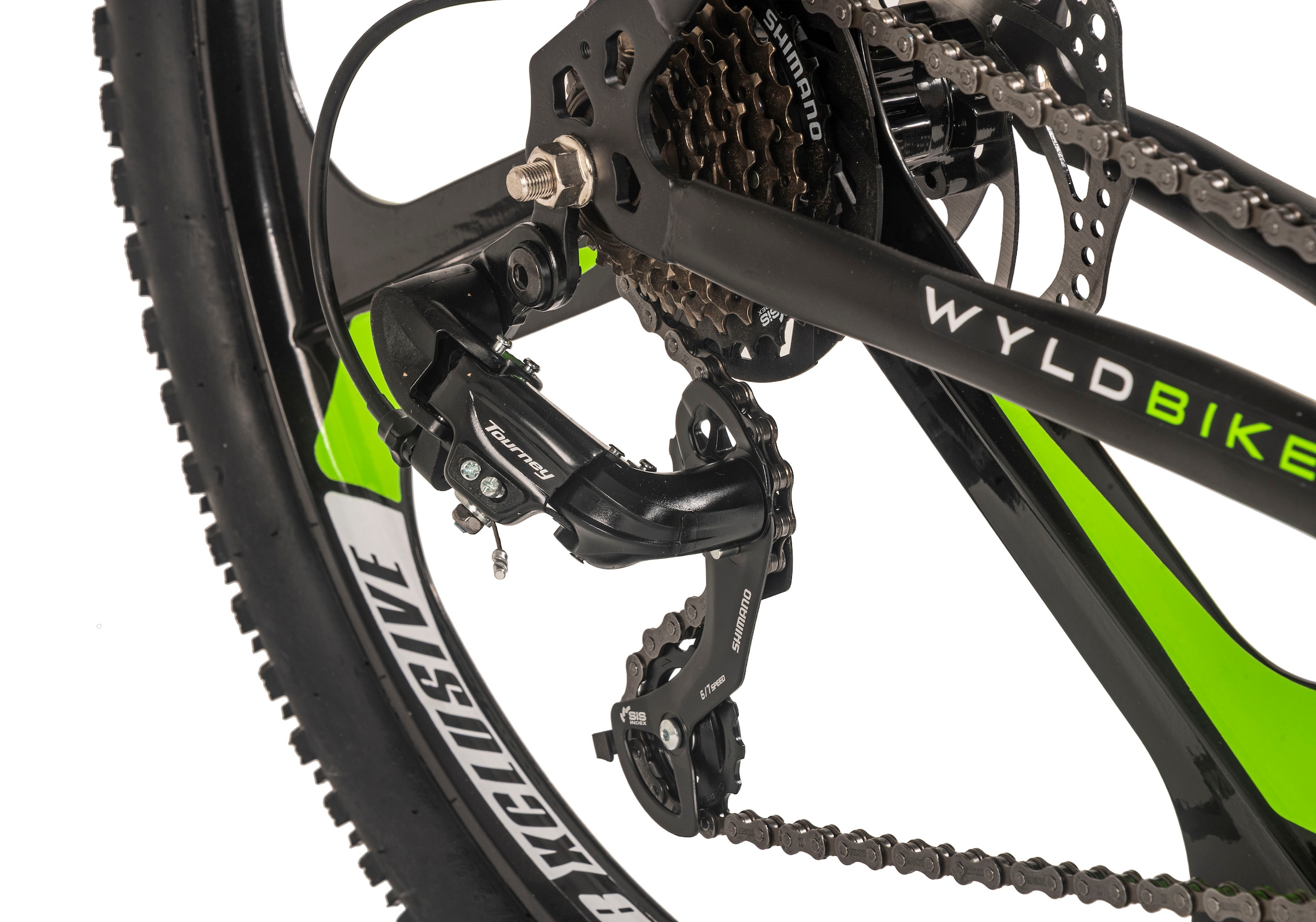 WYLD Mountainbike »Mountainbike Hardtail 26'' Sharp Schwarz-Grün 21 Gänge RH 46 bzw. 51cm«, 21 Gang, Kettenschaltung