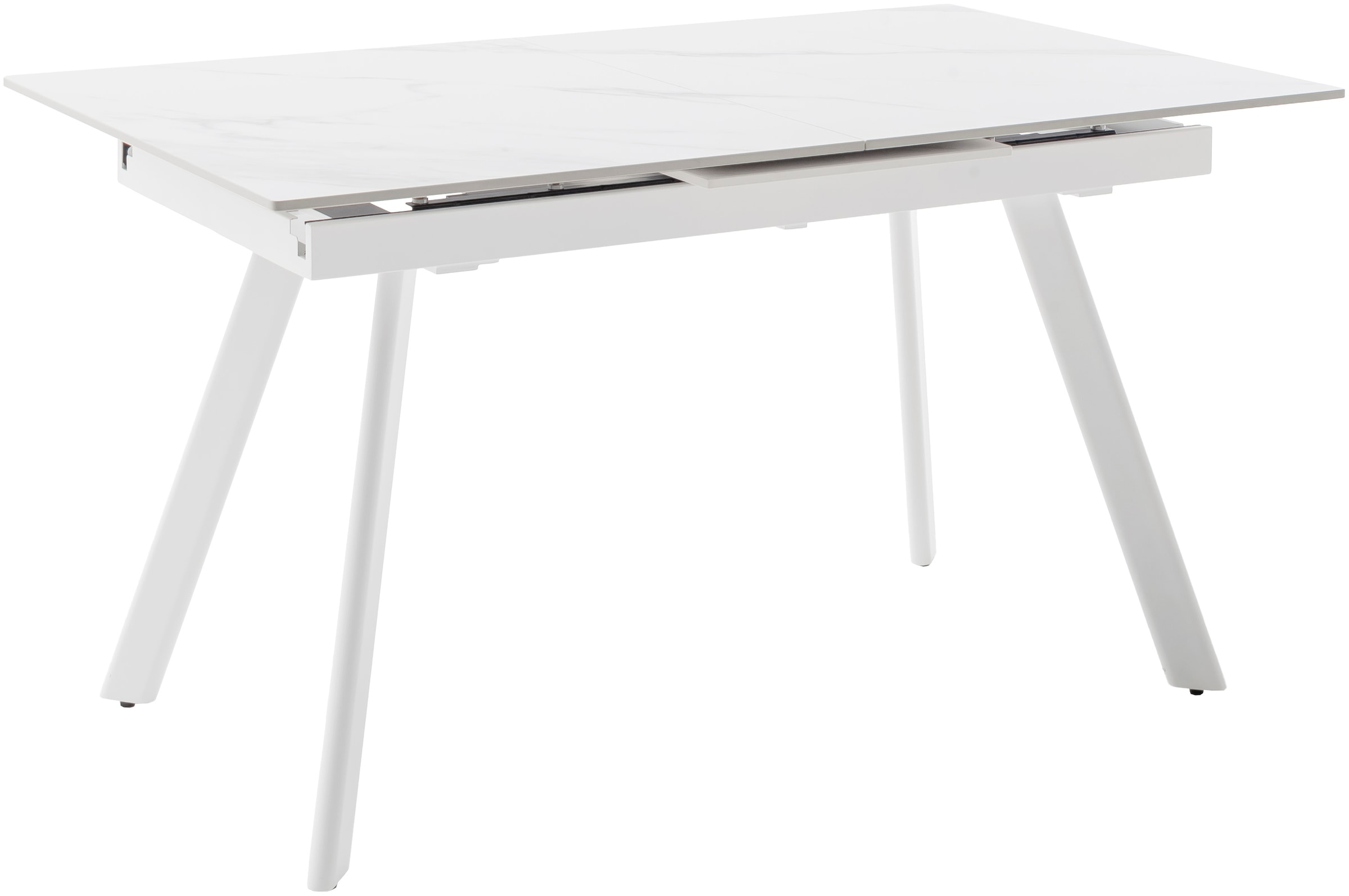 MCA furniture Esstisch »PARENZO Auzugtisch 140-180 cm weiß marmoriert - bis 8 Personen«, (1 St.), Keramik, Metall weiß, Synchronauszug, ausziehbar, 6-8 Personen