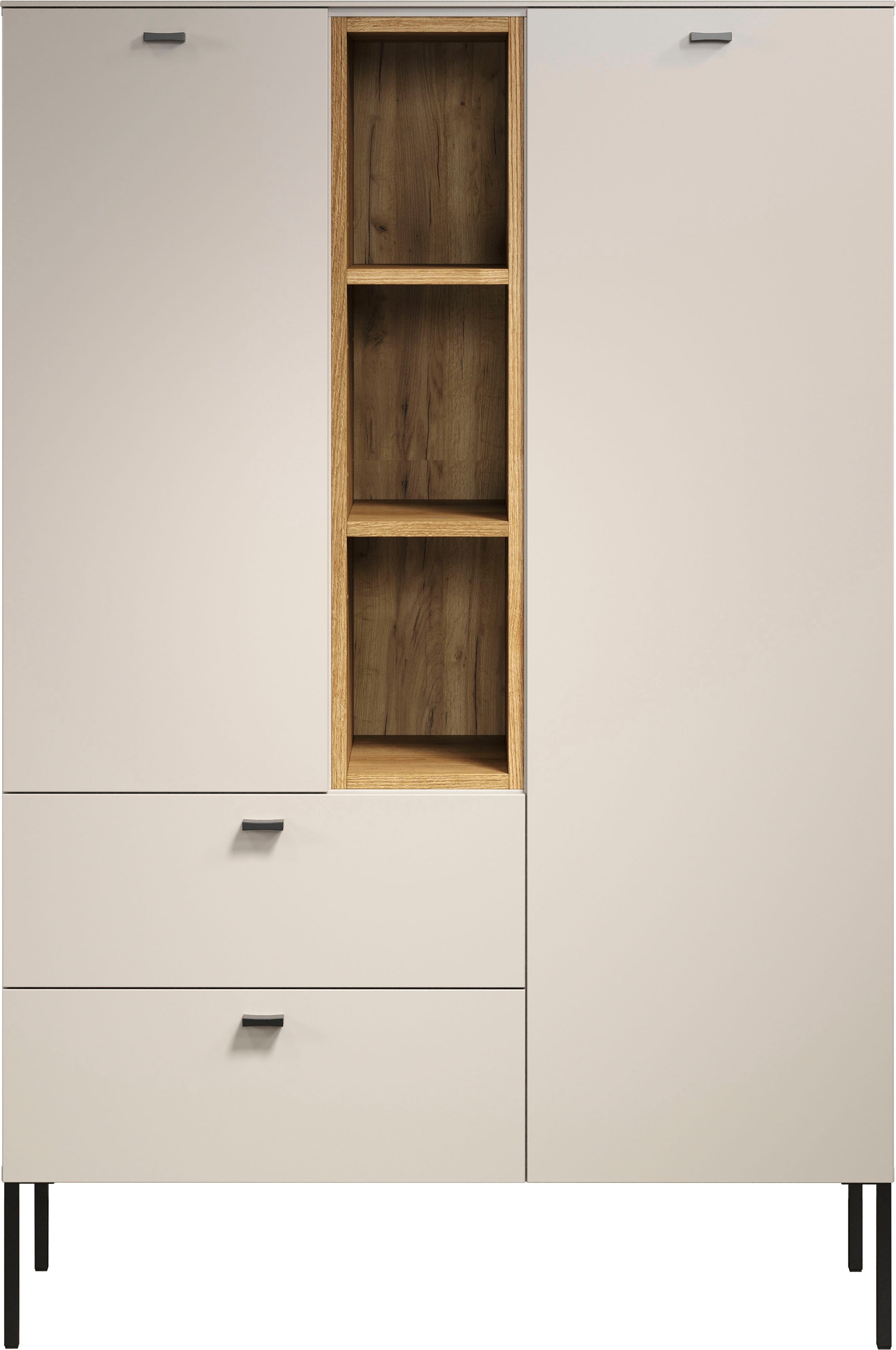 Places of Style Highboard »San Pedro«, (1 St.), Sideboard mit Griffen und Füßen aus Metall - (B/T/H) 93/42/140 cm