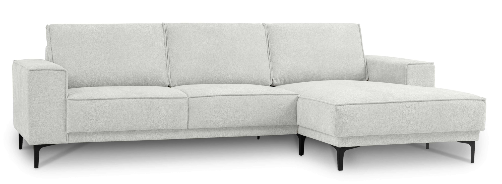 Places of Style Ecksofa »Polsterecke Oland, Struktur, Flachgewebe, Luxus-Microfaser, Boucle«, L-Form, 280 cm, Wellenunterfederung, Skandi-Design, Metallfüße