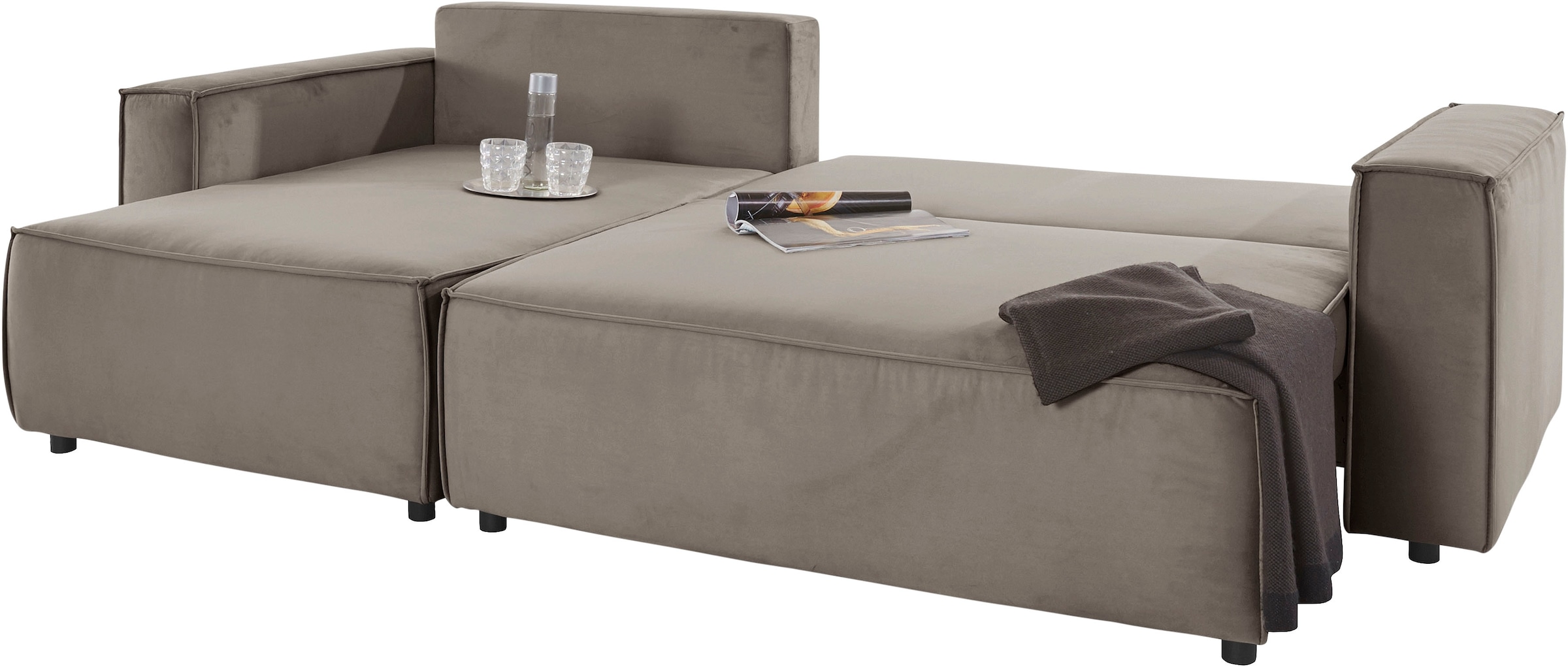 INOSIGN Ecksofa »Marva L-Form«, incl. Bettfunktion und Bettkasten, Federkern