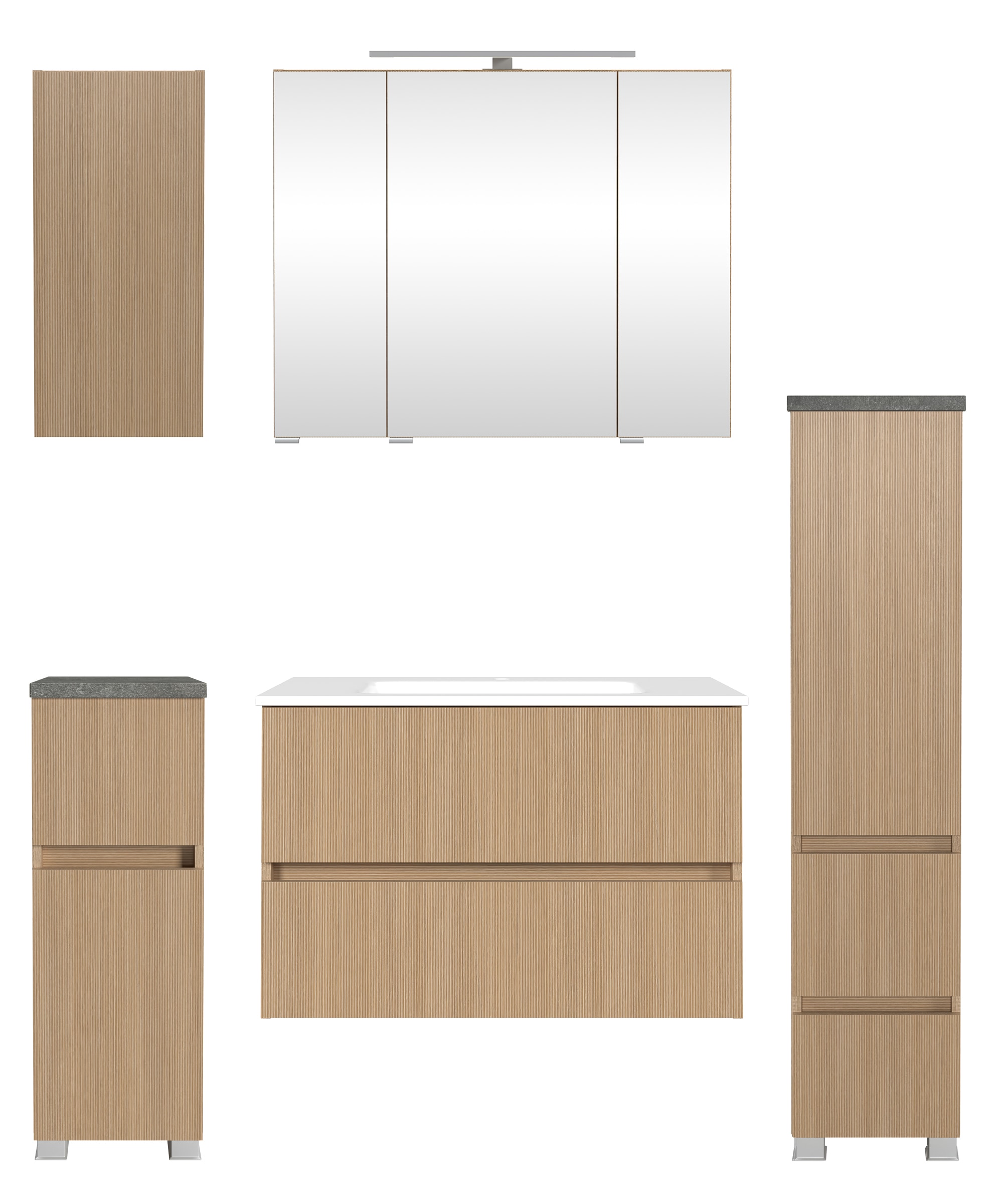 welltime Badmöbel-Set »Set 140 cm breit, Badmöbel mit LED-Beleuchtung«, Hel günstig online kaufen
