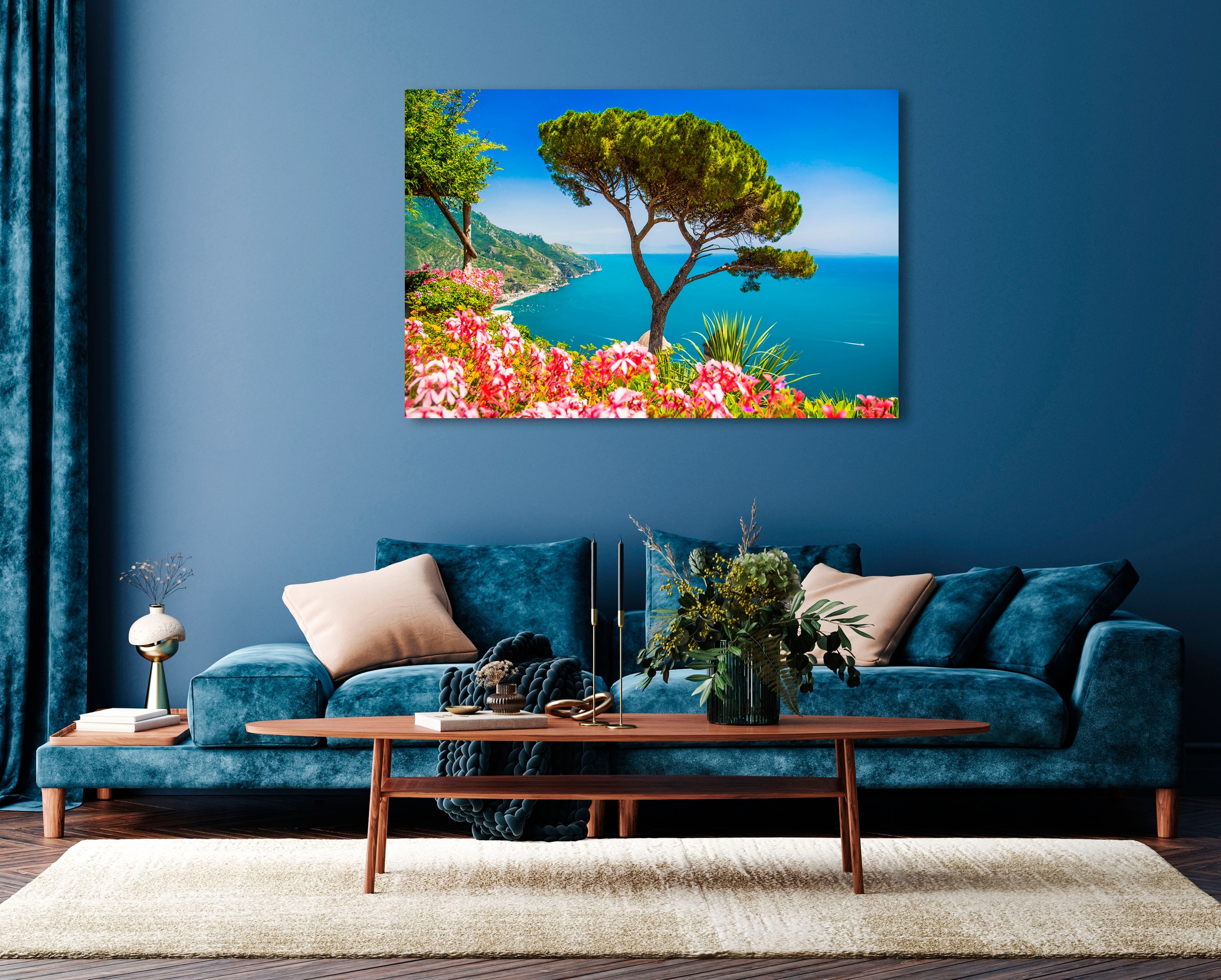 queence Acrylglasbild »Meerblick«, Landschaft-Italien-Spanien-Pflanzen-Himm günstig online kaufen