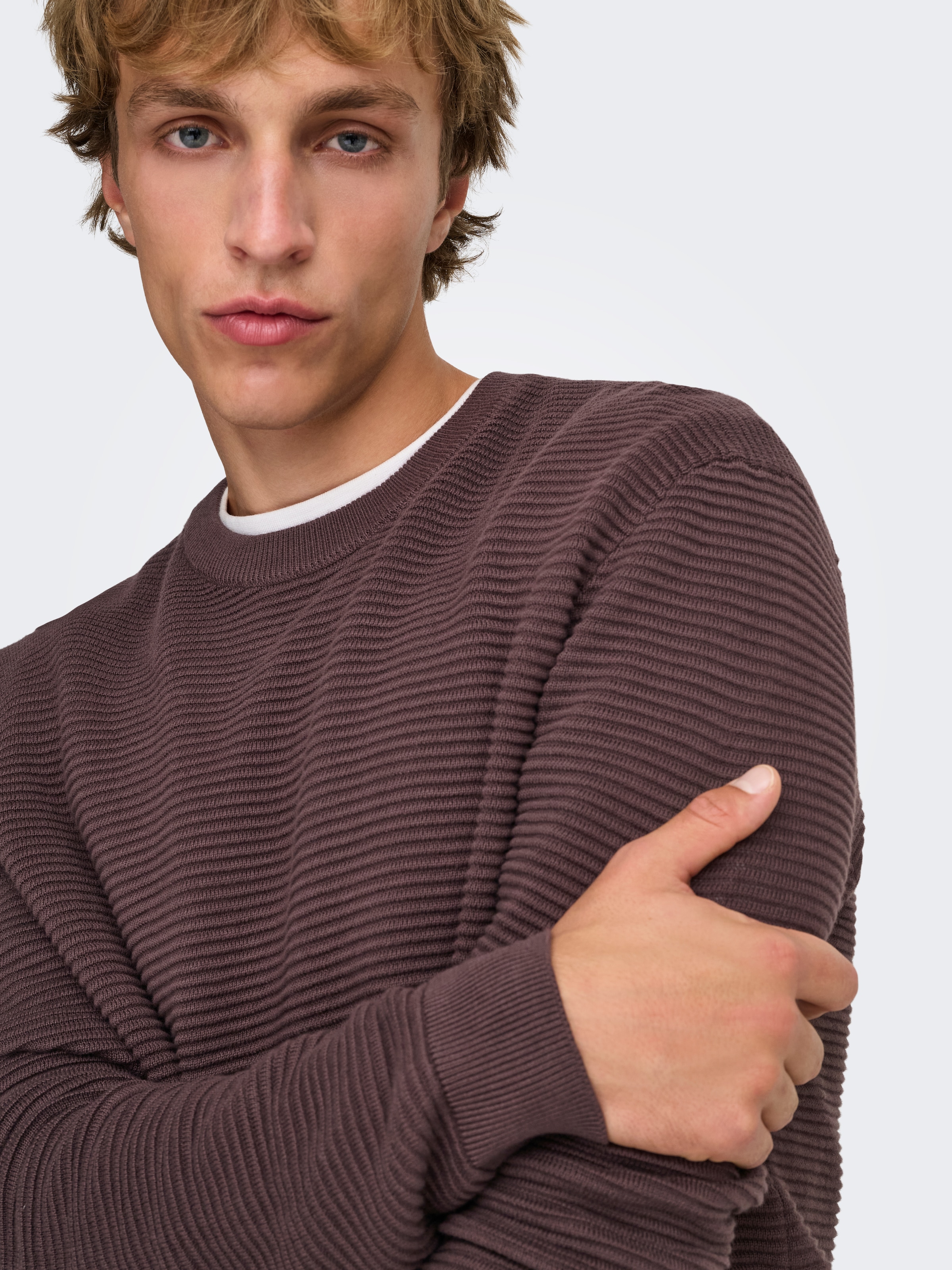 ONLY & SONS Rundhalspullover »ONSRON REG LS CREW NECK KNIT NOOS« Baumwolle, regular fit