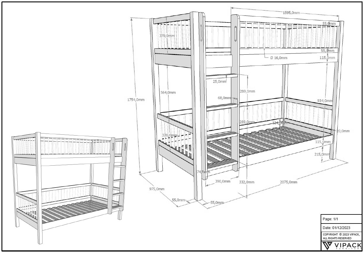 Home affaire Etagenbett »Forrest, Eiche massiv, Made in Europe, langlebige Qualität«, (H/B/T ca. 176/90/200cm), Schublade + unterer Rausfallschutz optional, stabil, 2 Lattenroste