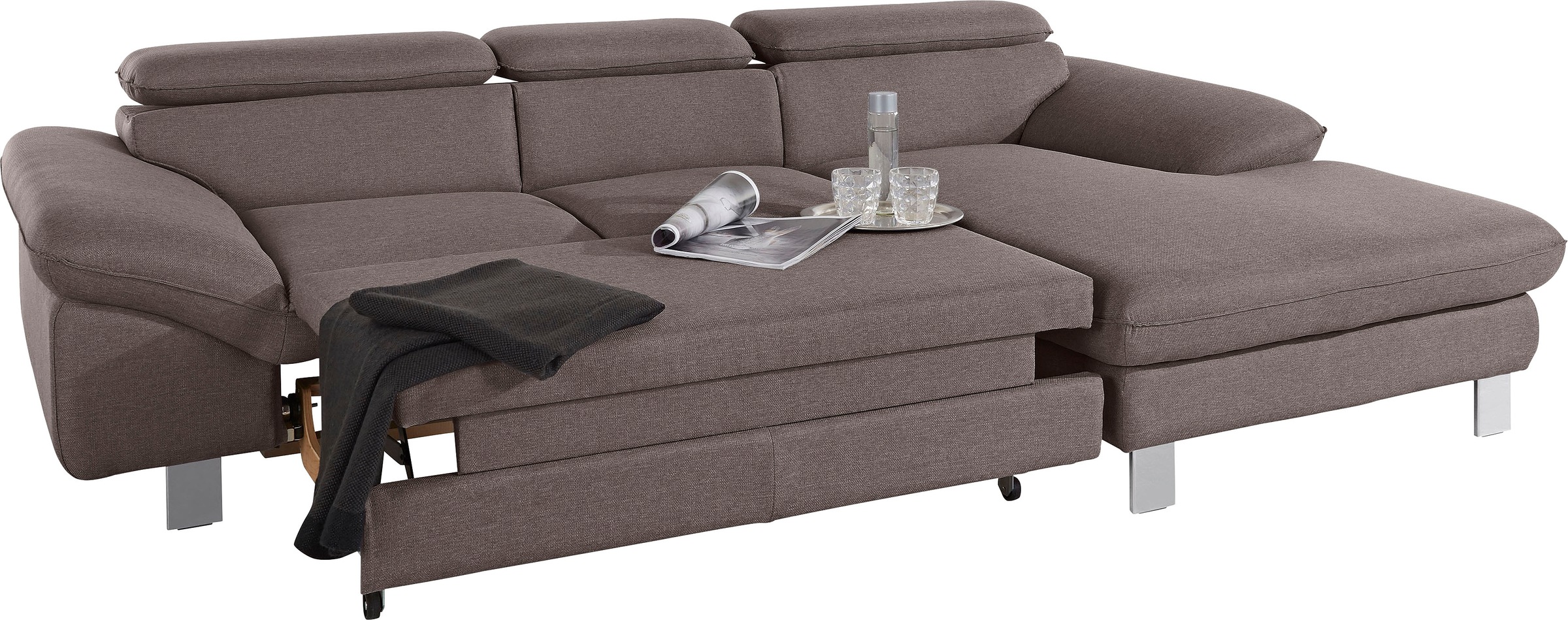 COTTA Polstergarnitur »Driver L-Form«, (Set, 2 tlg.), Set bestehend aus: Ecksofa mit Kopfteilverstellung & Hocker