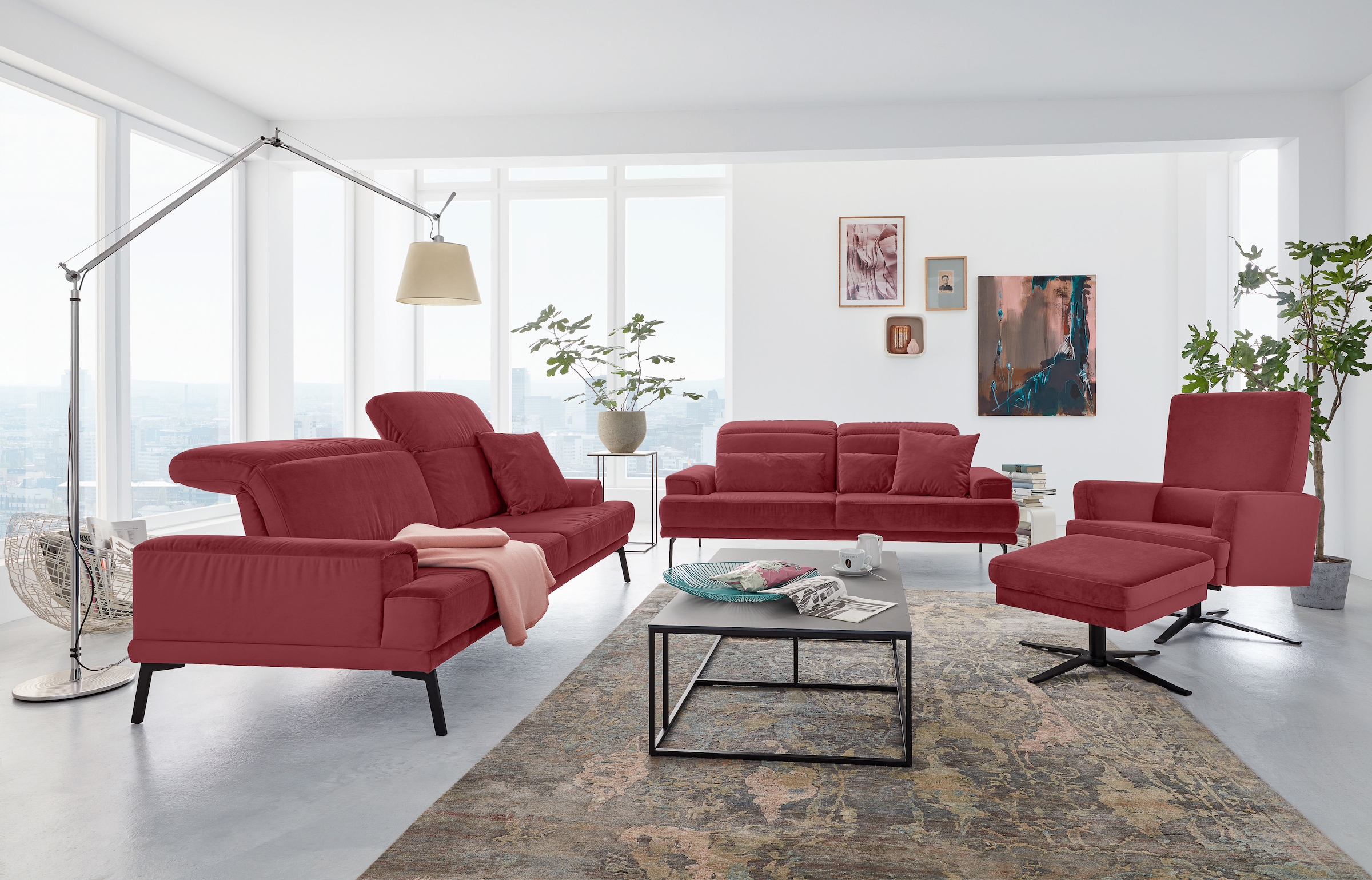 Musterring 3-Sitzer »MR 4580«, inkl. Kopf- und Sitztiefenverstellung, Fuß schwarz, B228 x T103 cm
