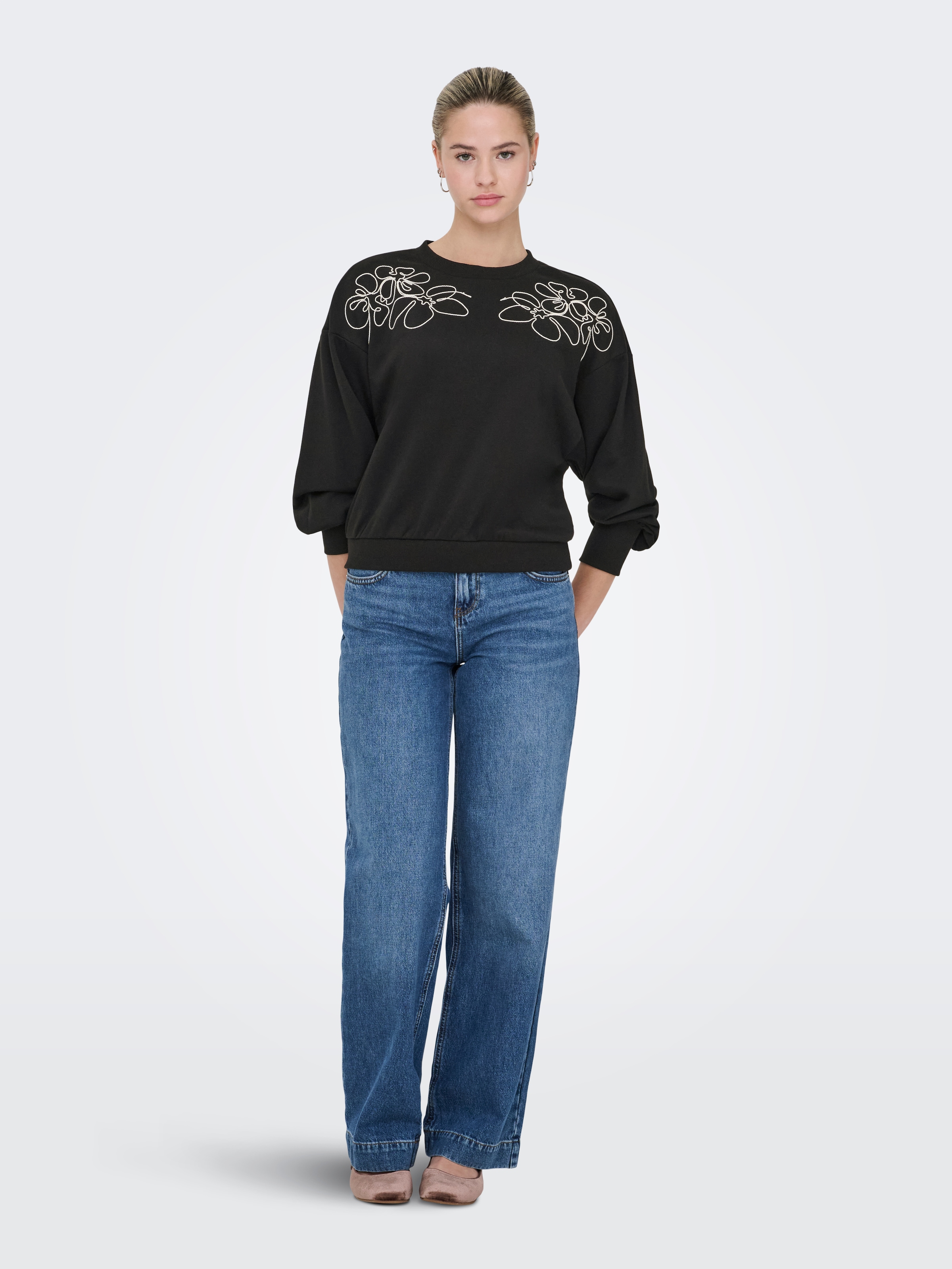 ONLY Sweatshirt »ONLBROOKE L/S O-NECK DETAIL SWT NOOS«
