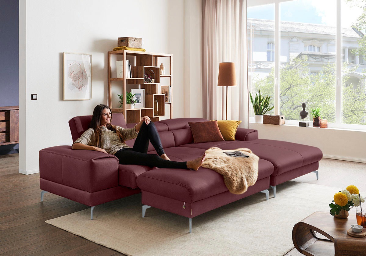 W.SCHILLIG Polsterhocker »piedroo, Designsofa mit tollem Sitzkomfort, bequem, L-Form«, Füße in Silber matt