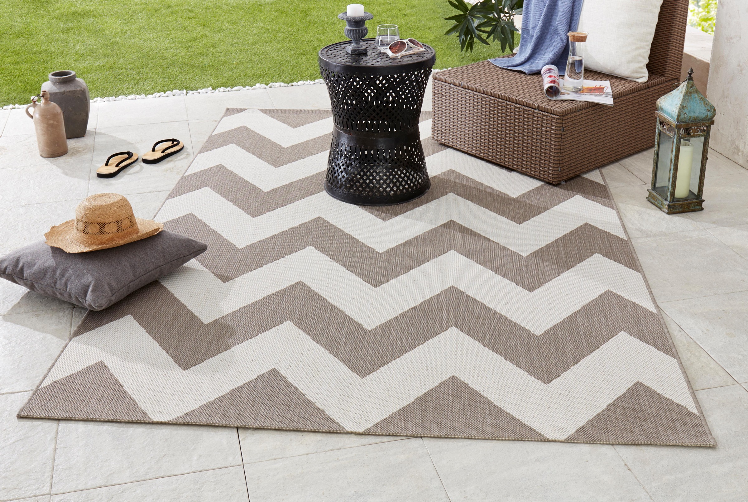 NORTHRUGS Teppich »Unique«, rechteckig, 8 mm Höhe, In- & Outdoor, Geometrisches Muster, Garten, Terrasse, Wohnzimmer