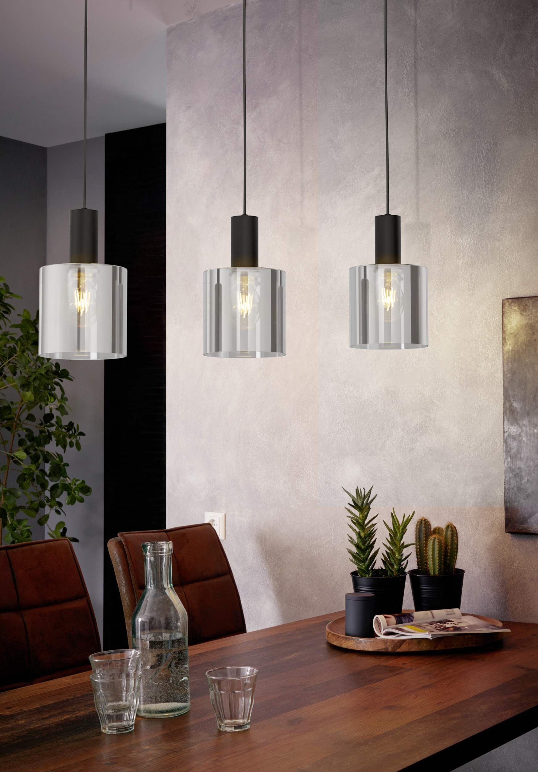 EGLO Hängeleuchte »GOROSIBA Pendellampe - Stahl - E27 - 3X40W - IP20« E27 1 Stk. Hängelampe, Deckenlampe, Wohnzimmer, Esszimmer, L85 x B15 x H110 cm