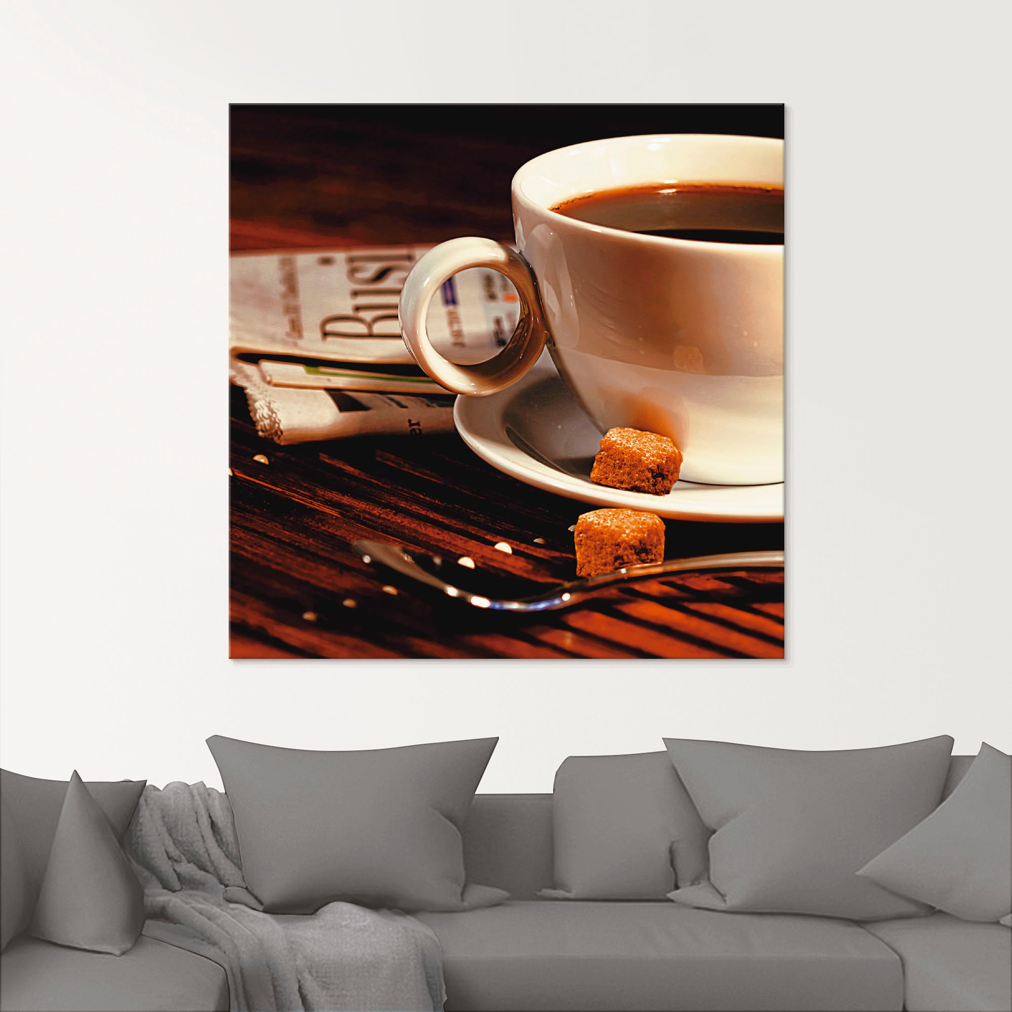 Artland Glasbild »Kaffeetasse und Zeitung«, Getränke, (1 St.), in verschiedenen Größen