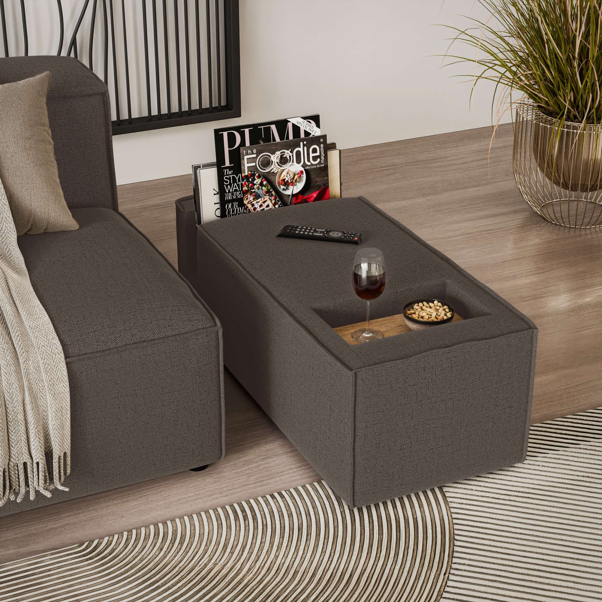 INOSIGN Sofaelement »HAILY Tisch XL für das Modulsofa, extra tief, Maße B/T/H: 45/130/37 cm«, als Modul oder separat verwendbar, mit Steckfach und Ablagefläche