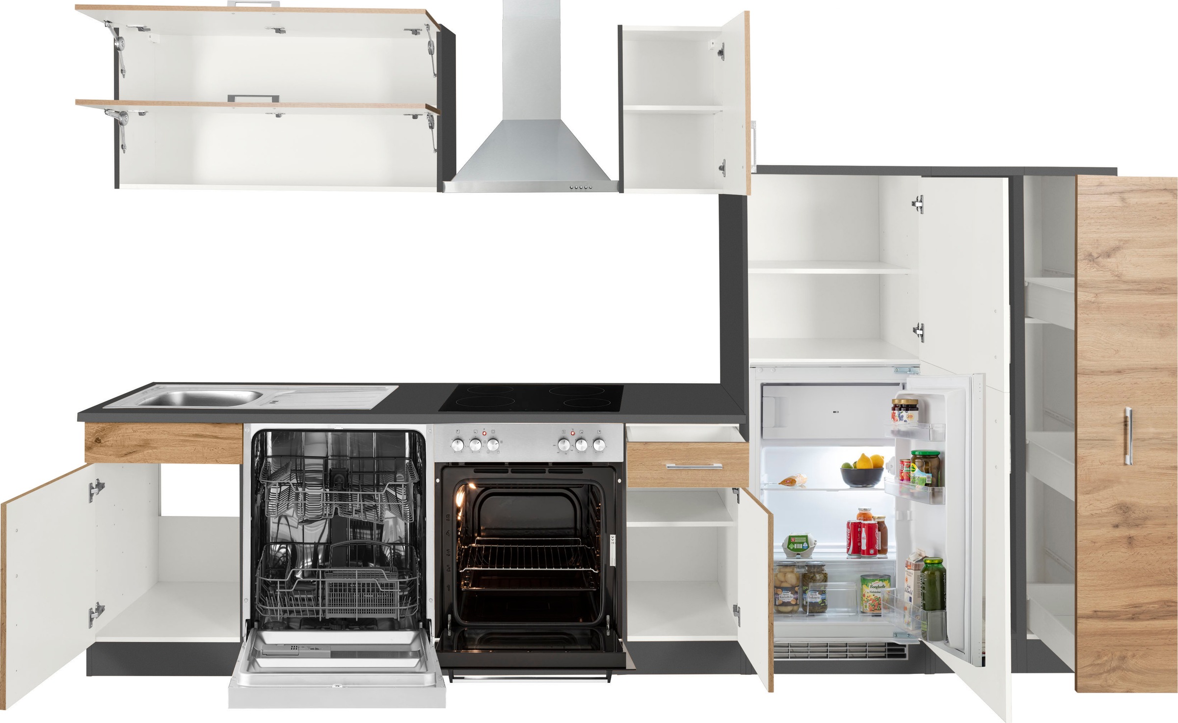 KOCHSTATION Küchenzeile »KS-Colmar«, mit E-Geräten, Breite 330 cm