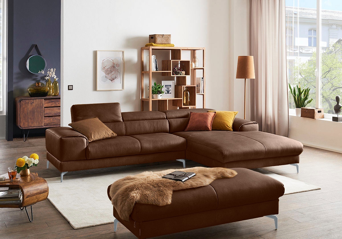 W.SCHILLIG Polsterhocker »piedroo, Designsofa mit tollem Sitzkomfort, bequem, L-Form«, Füße in Silber matt