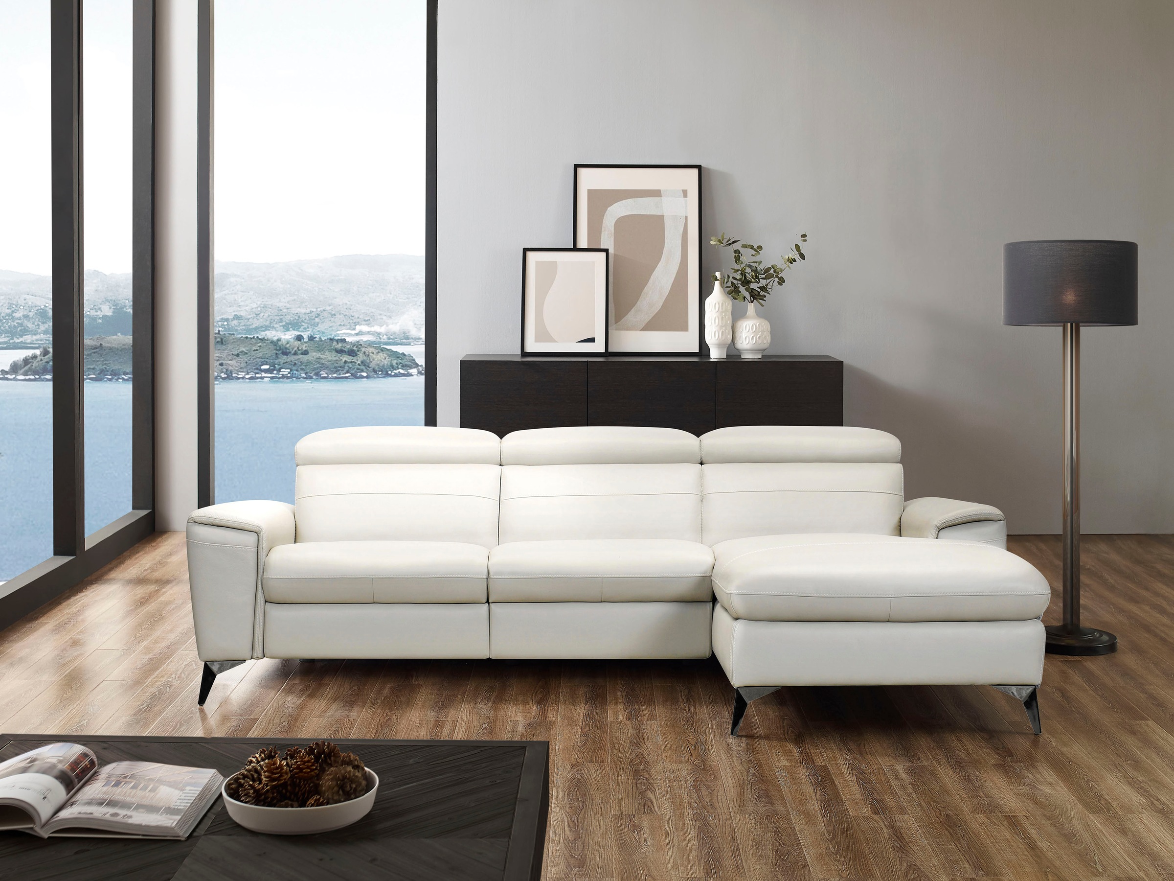 Places of Style Ecksofa »Theron, L-Form, 263 cm,«, elektrische Relaxfunktion, USB-Anschluss, manuelle Kopfteilverstellung