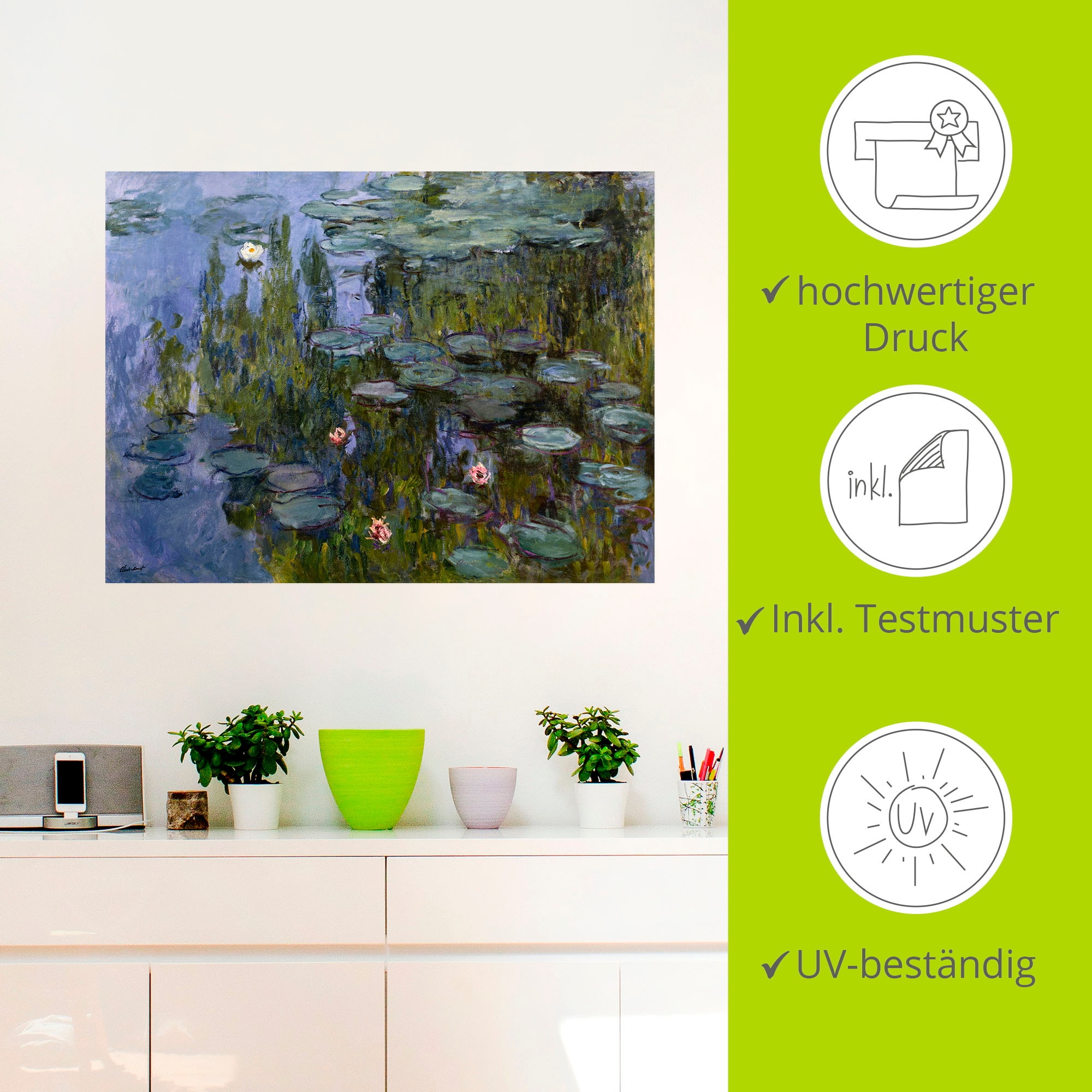 Artland Wandbild »Seerosen (Nympheas). 1918/1921.«, Blumen, (1 St.), als Leinwandbild, Poster, Wandaufkleber in verschied. Größen